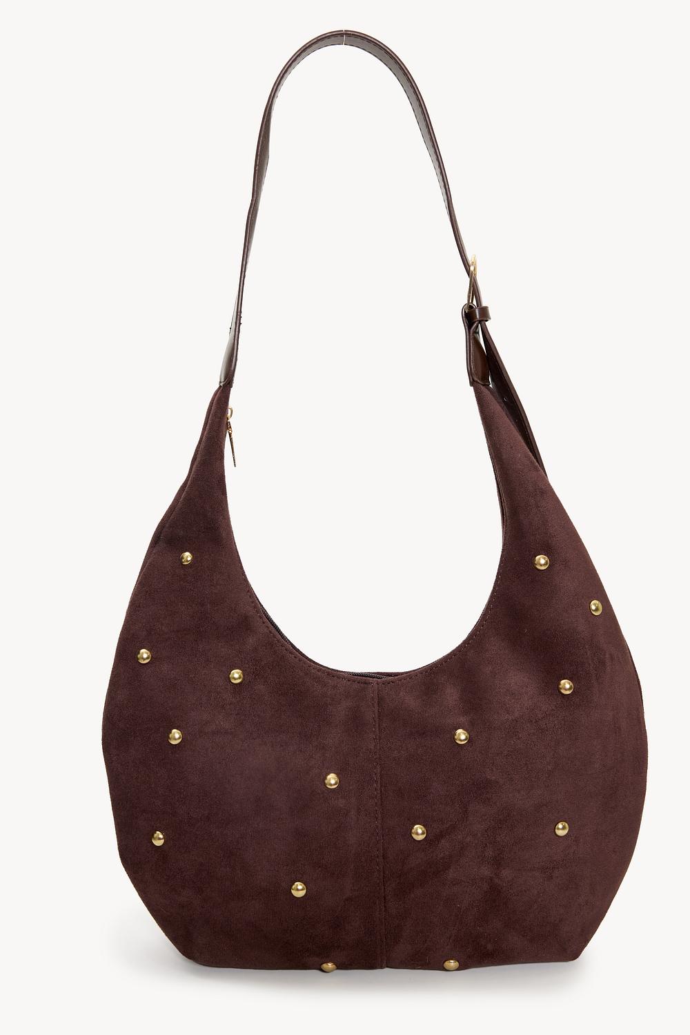 Dark brown bag with gold studs