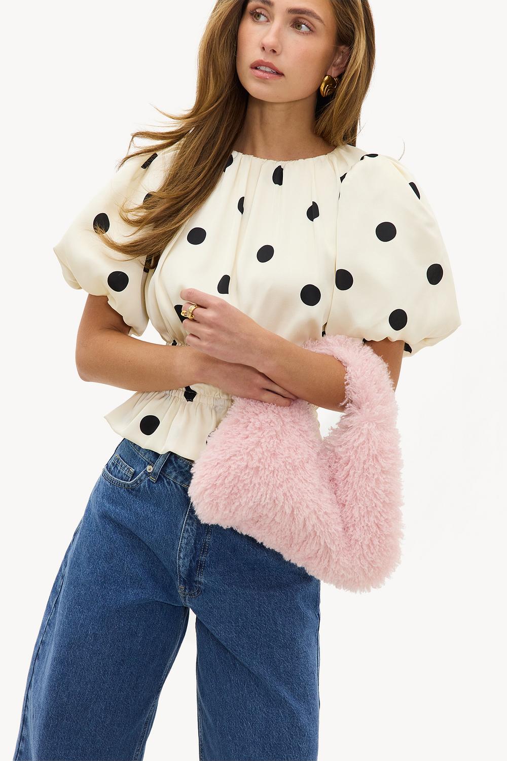 Roze faux fur tas