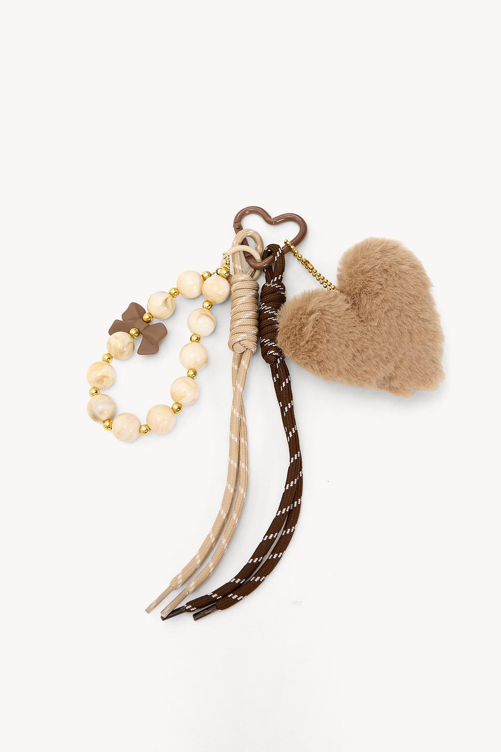 Bruine sleutelhanger met hart