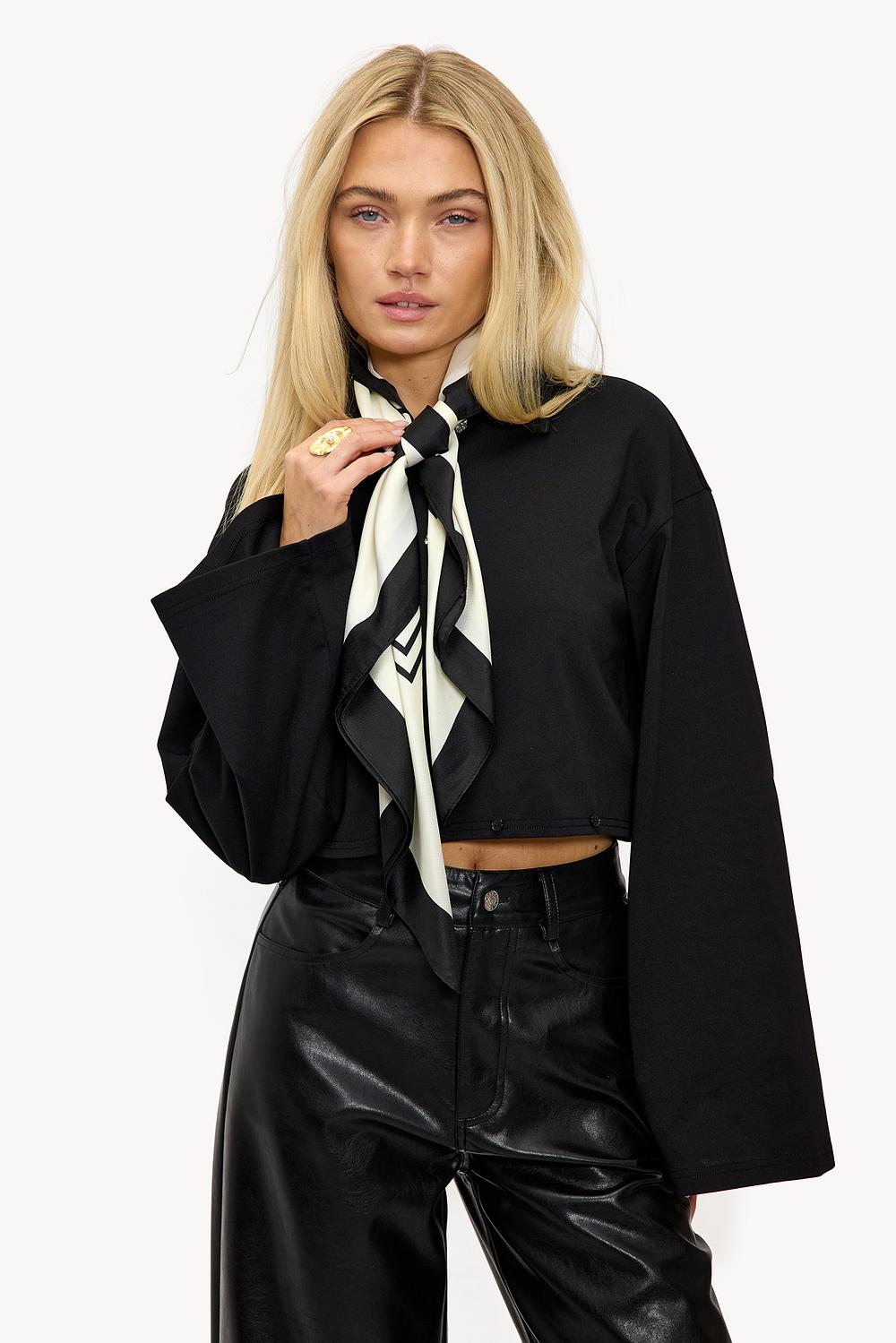 Off-white scarf with black print