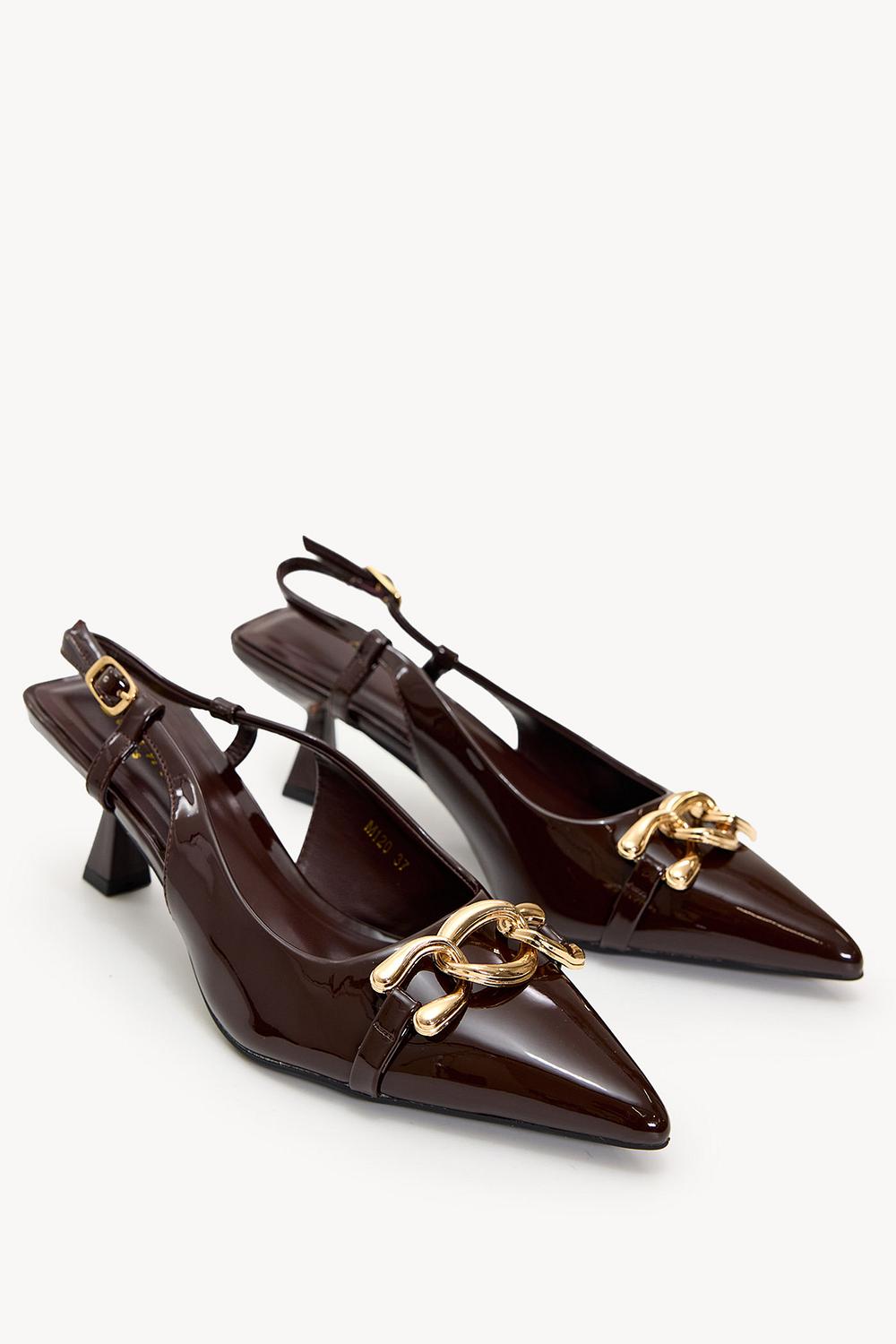 Bordeaux hakken met gouden detail