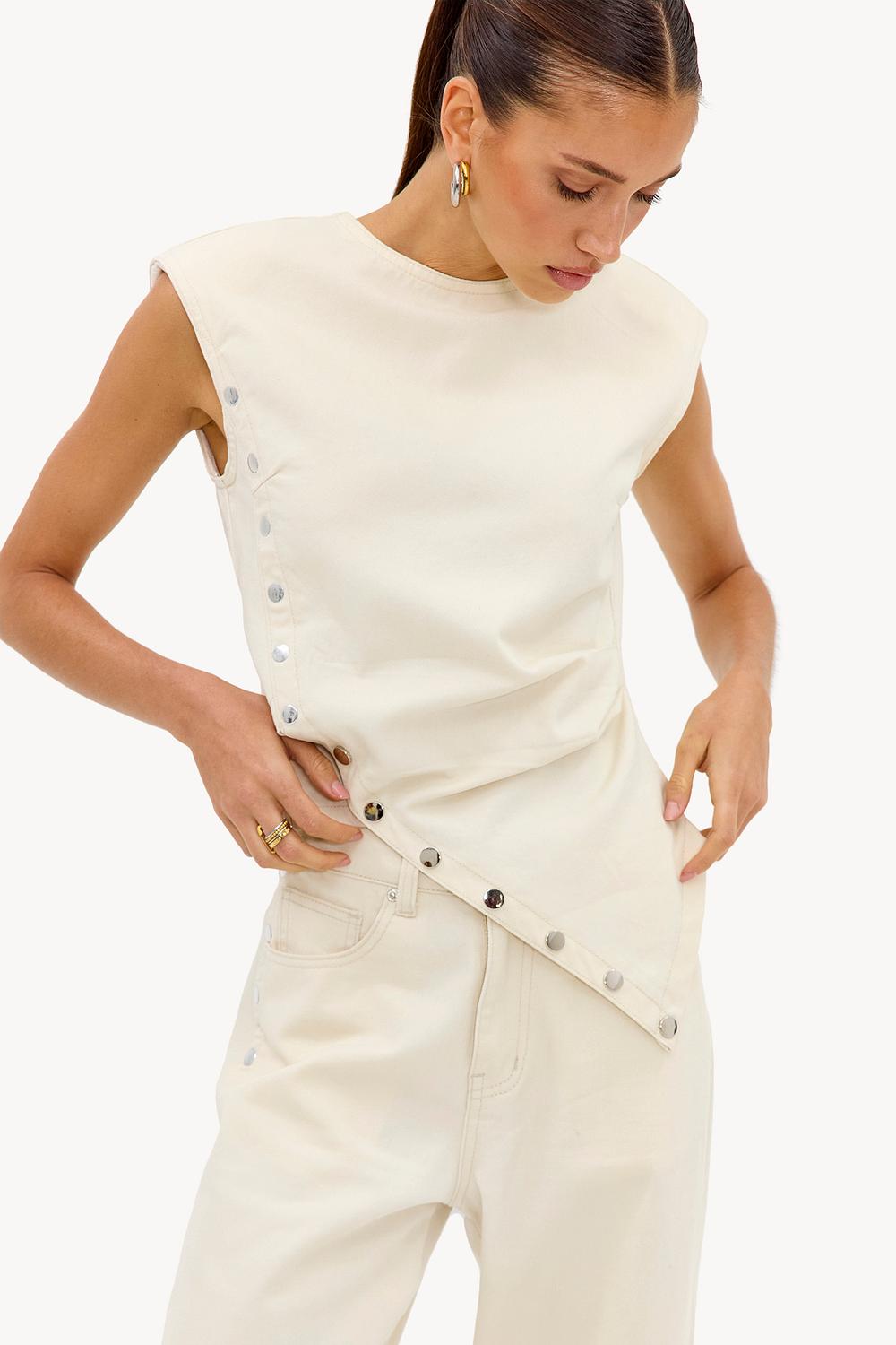 Beige top with studs