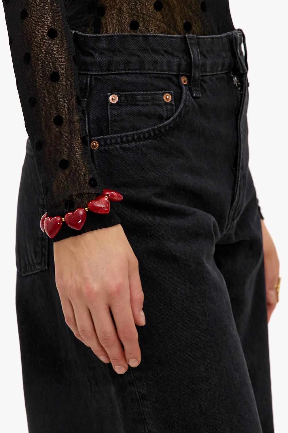 Bordeaux harten armband