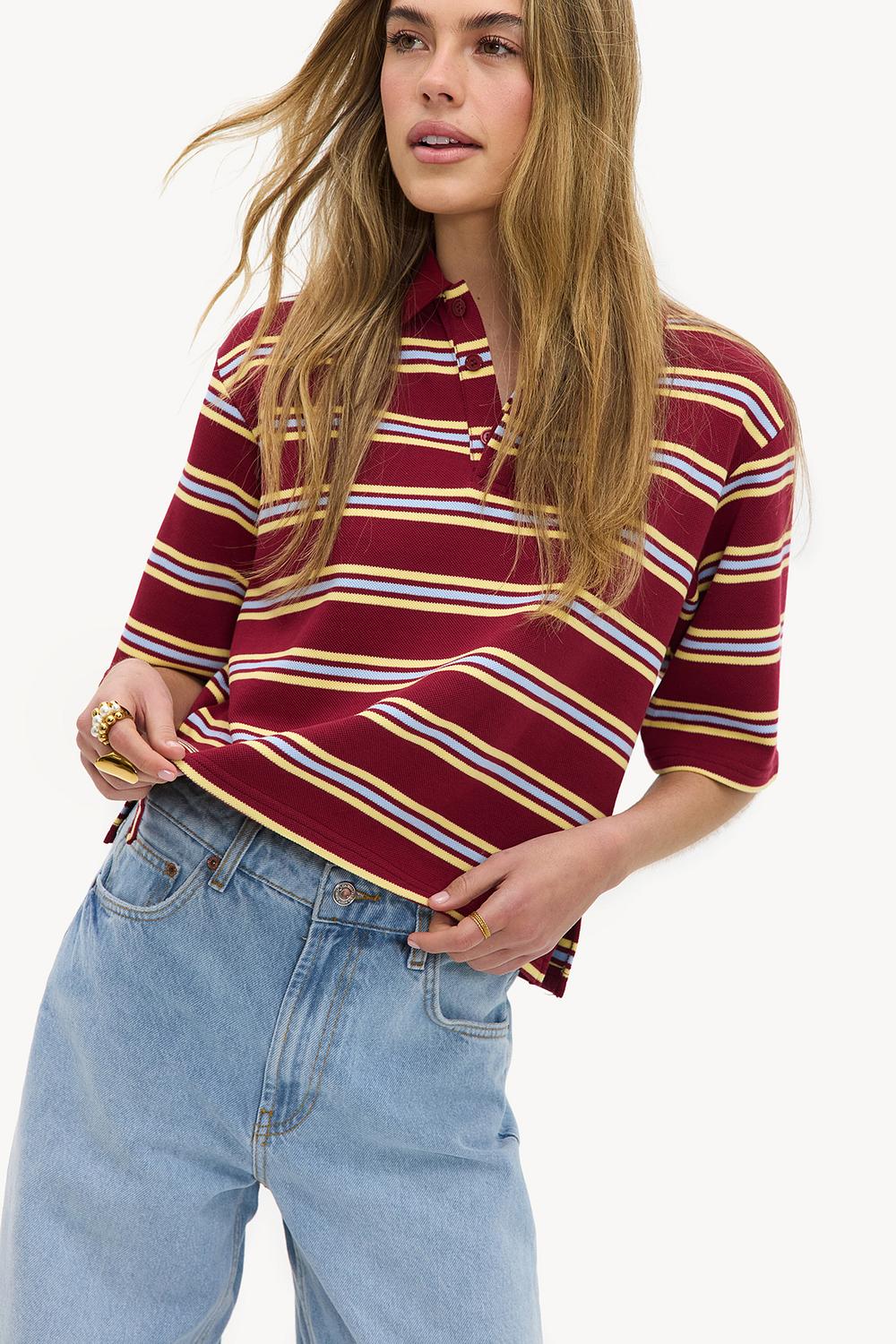 Polo bordeaux à rayures