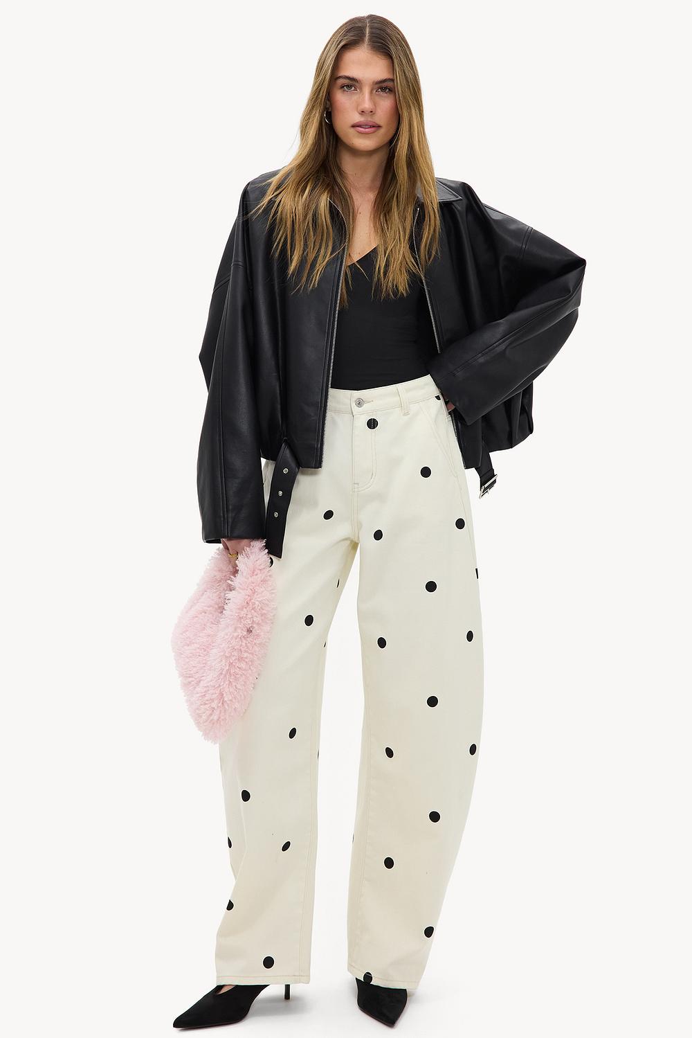 Jean ballon écru à pois