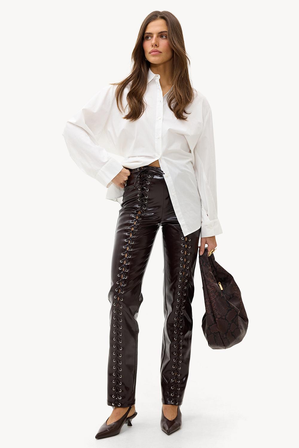 Pantalon PU bordeaux