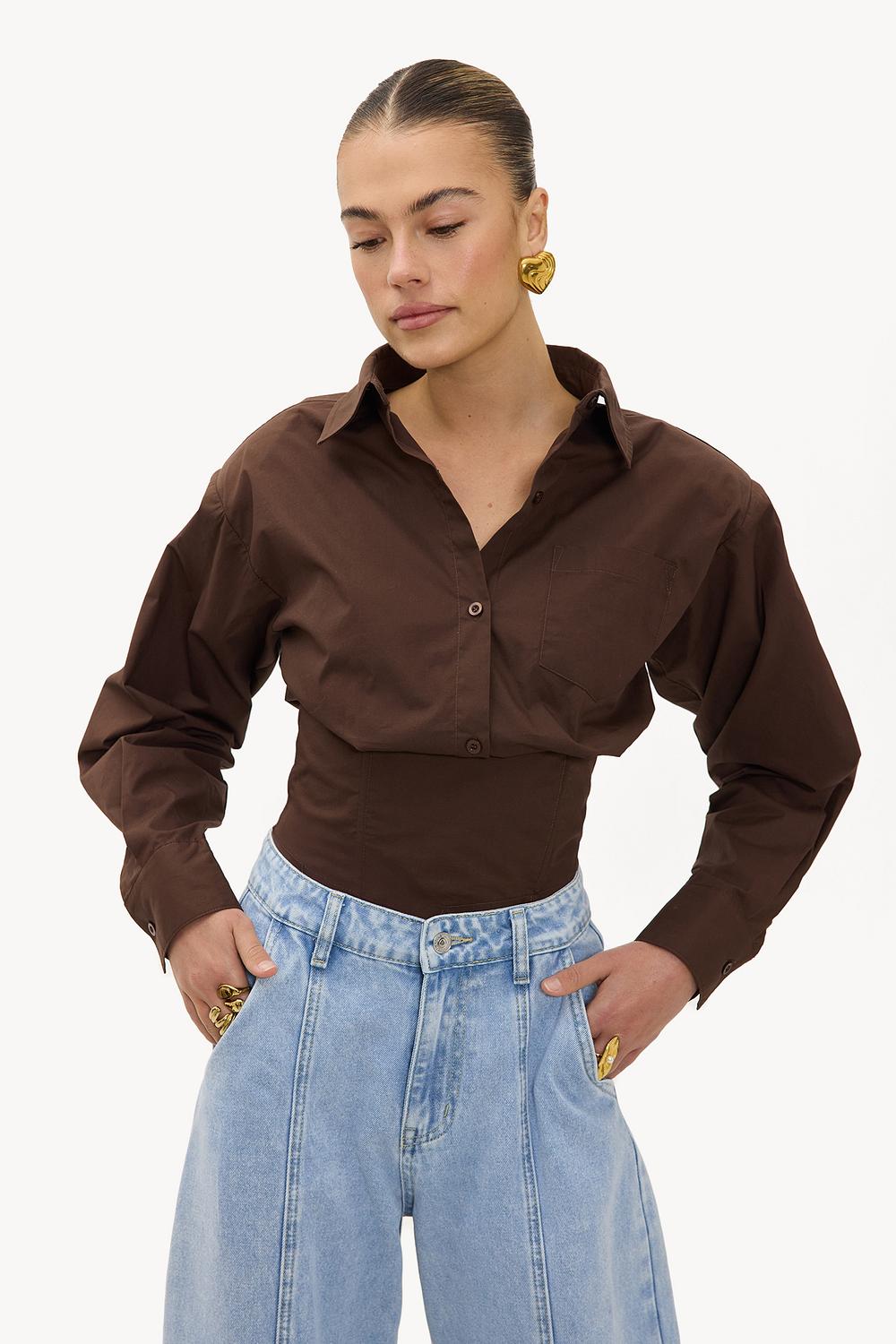 Brown tailored blouse