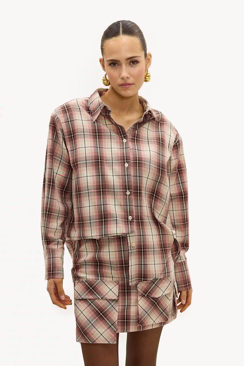 Blusa rosa a cuadros