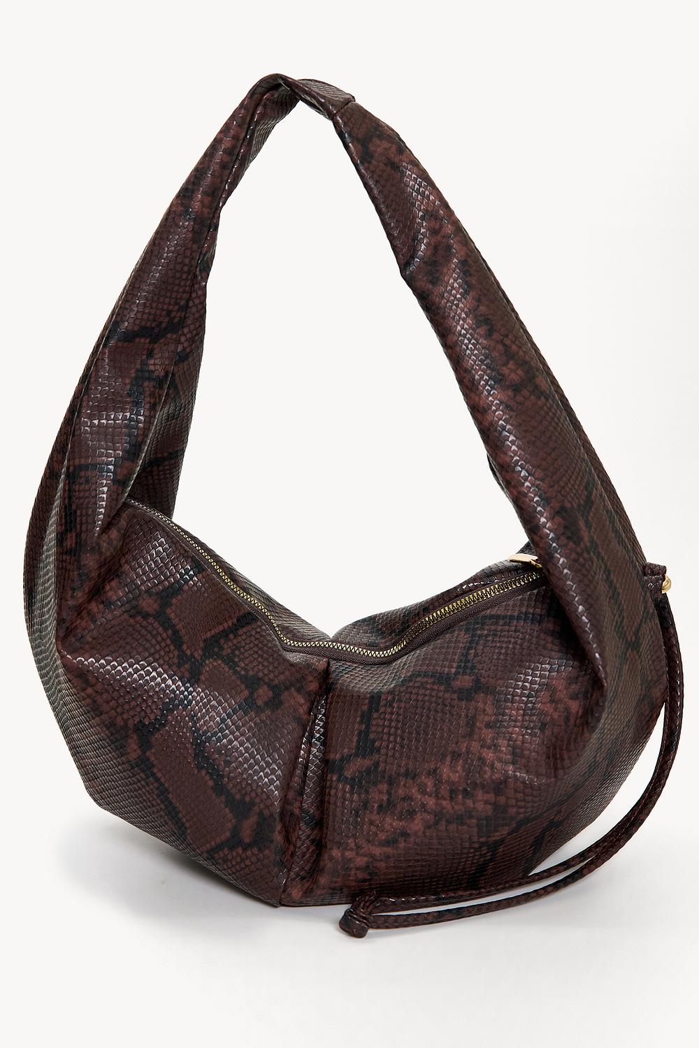 Dark brown snake print bag