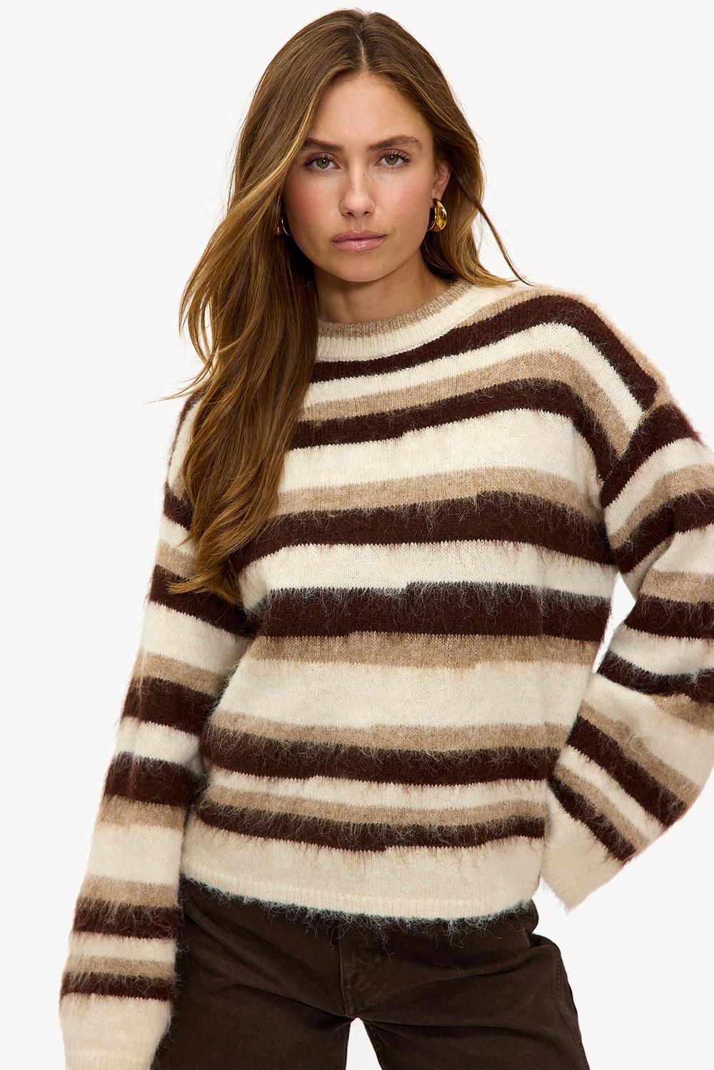 Brown sweater with stripes