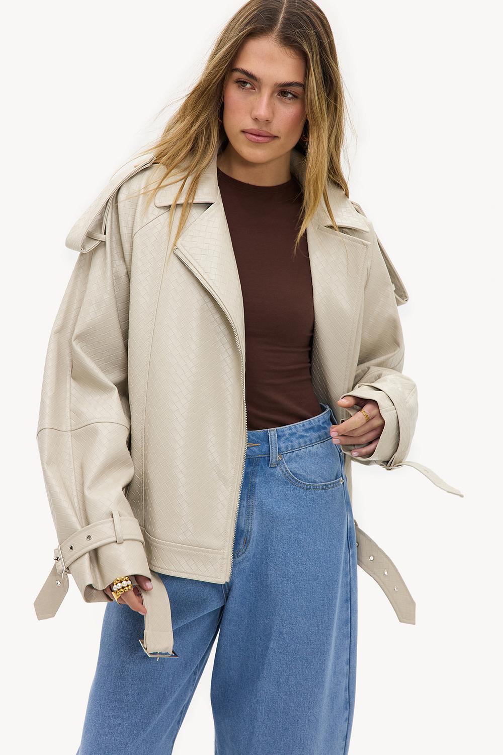 Beige PU jacket