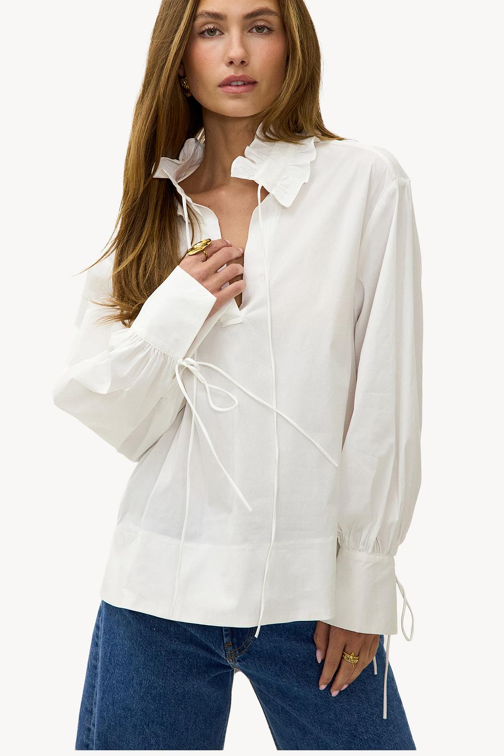 White blouse with ruffles