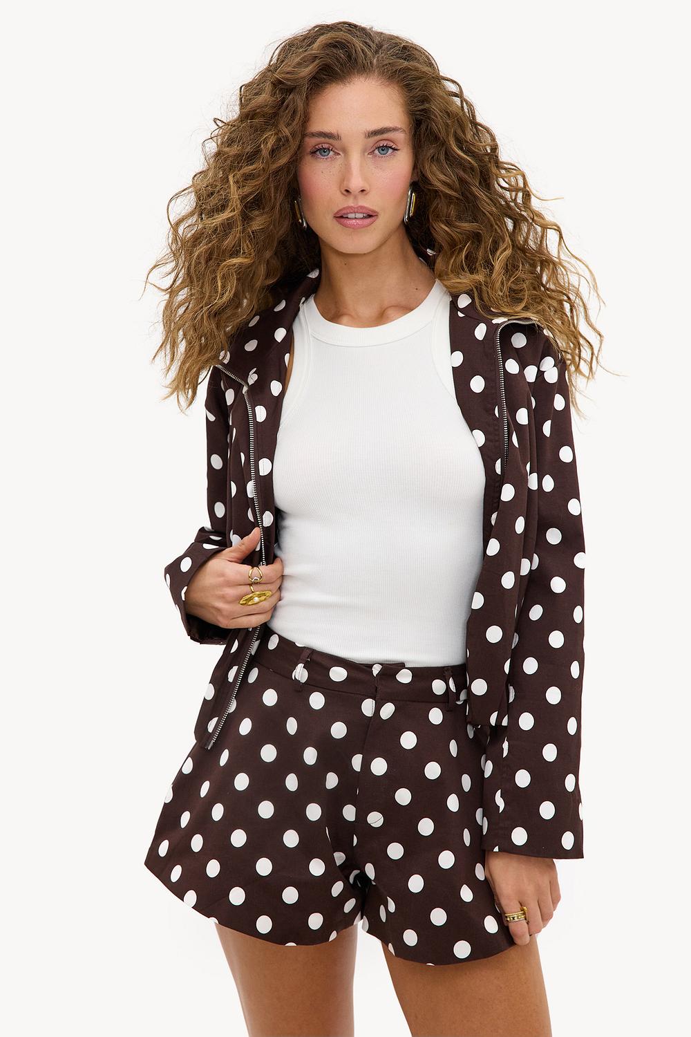 Brown shorts with polka dots