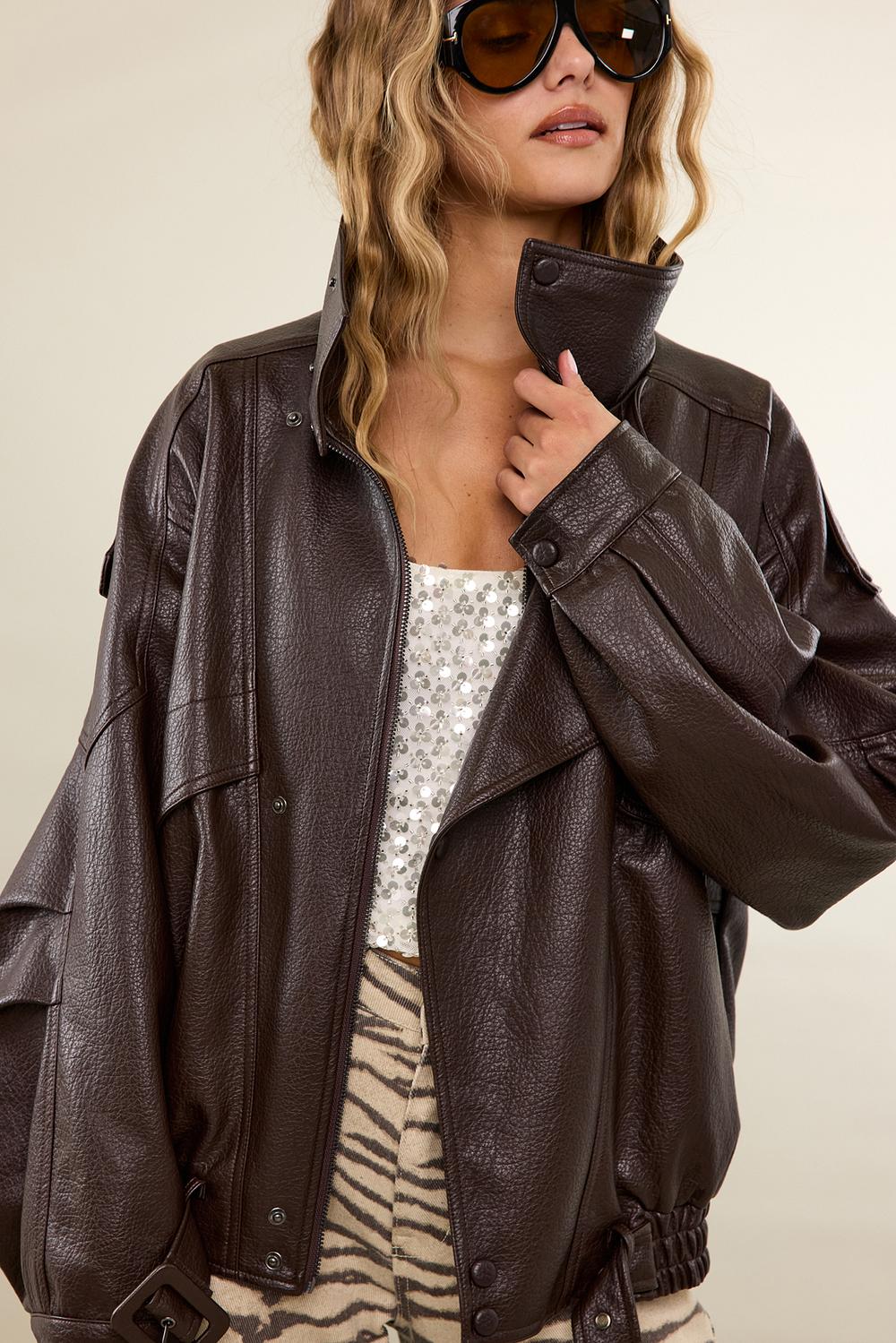 Brown PU jacket