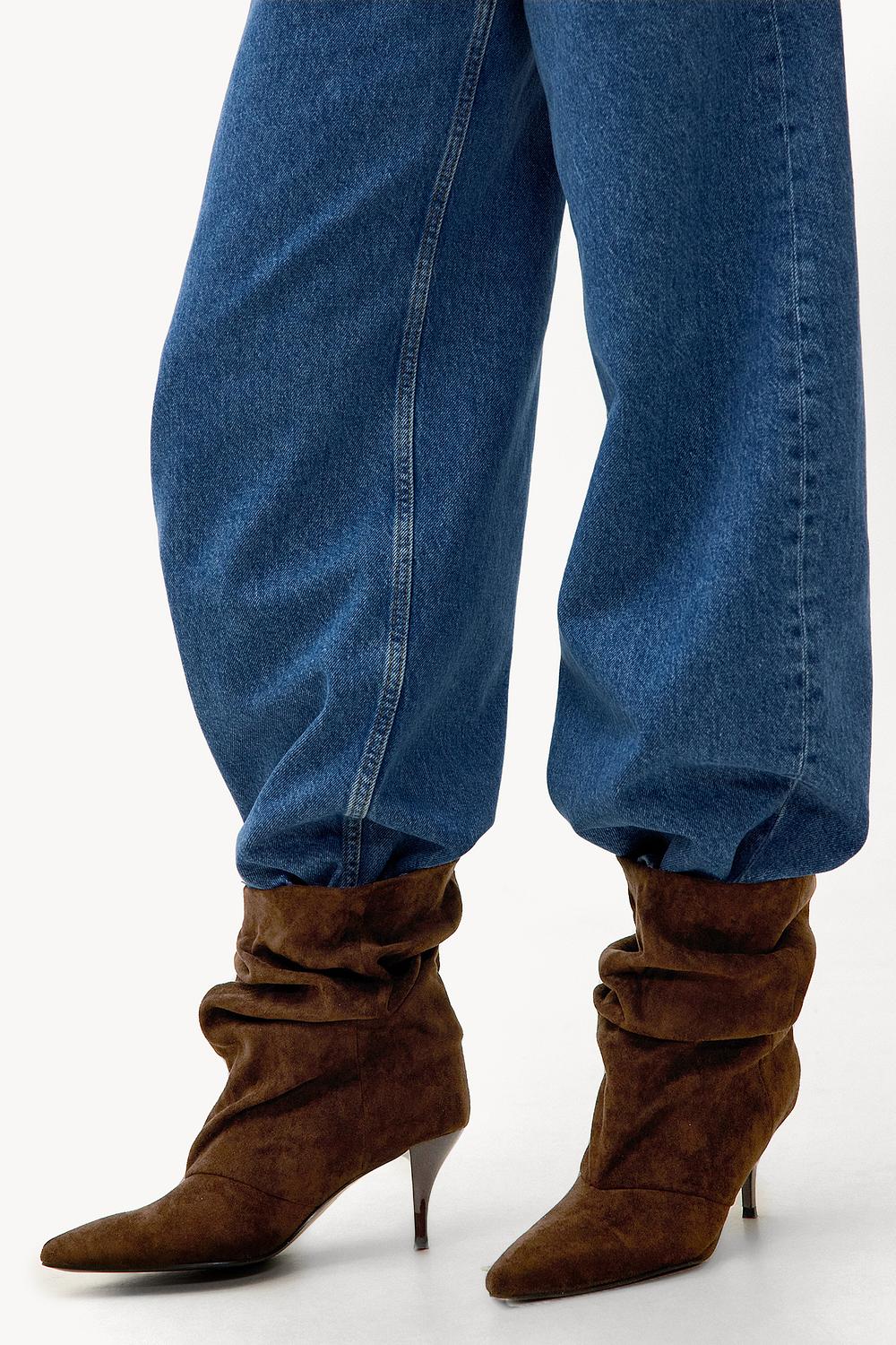 Dark brown ankle boots with heels