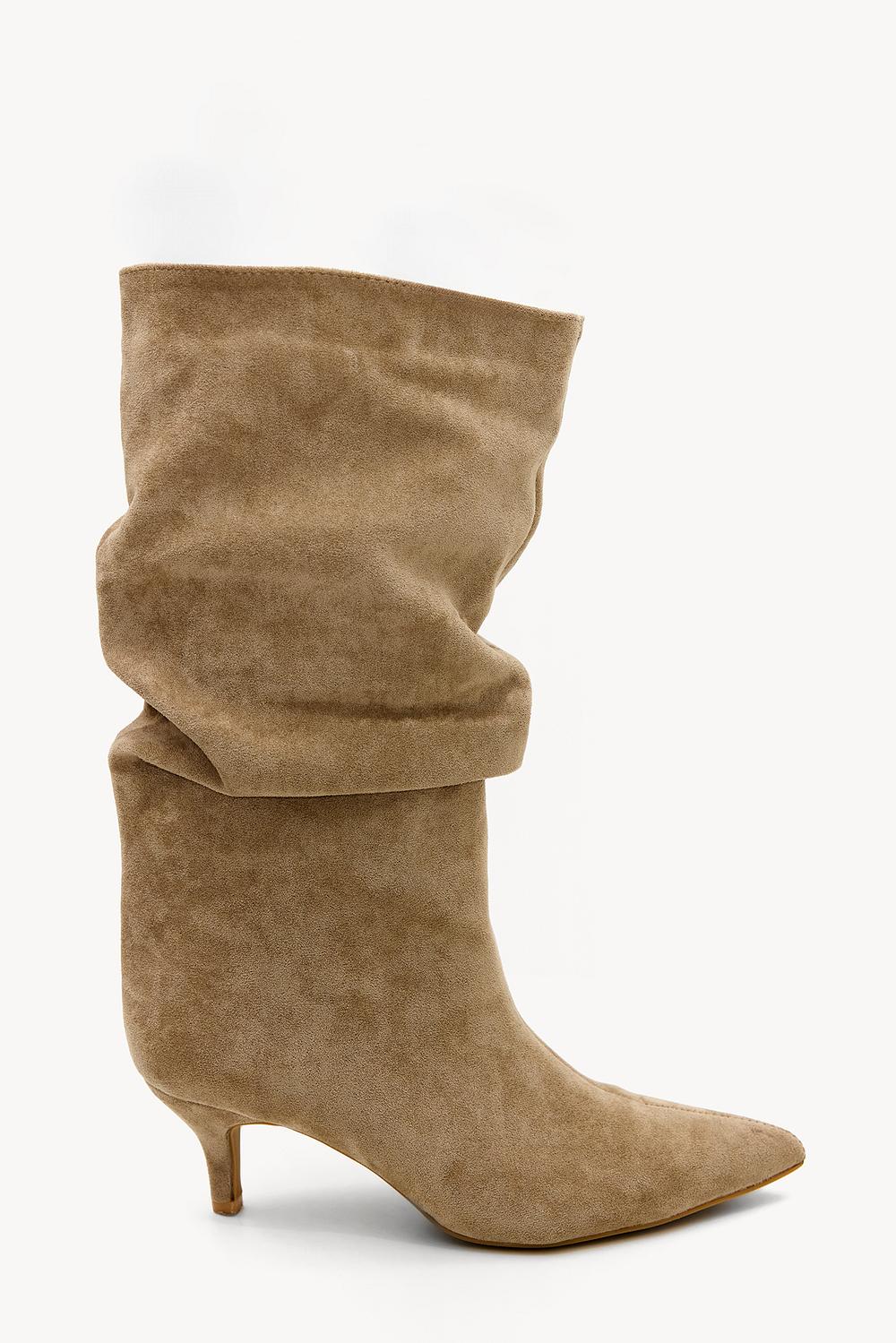 Bottes à talons en daim marron