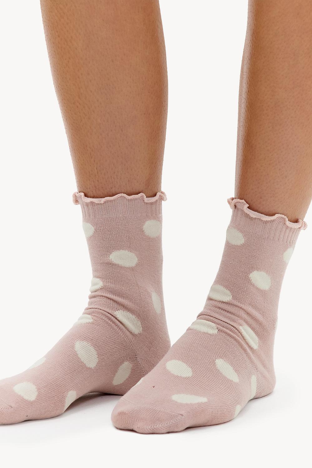 Lot de 2 paires de chaussettes roses à pois