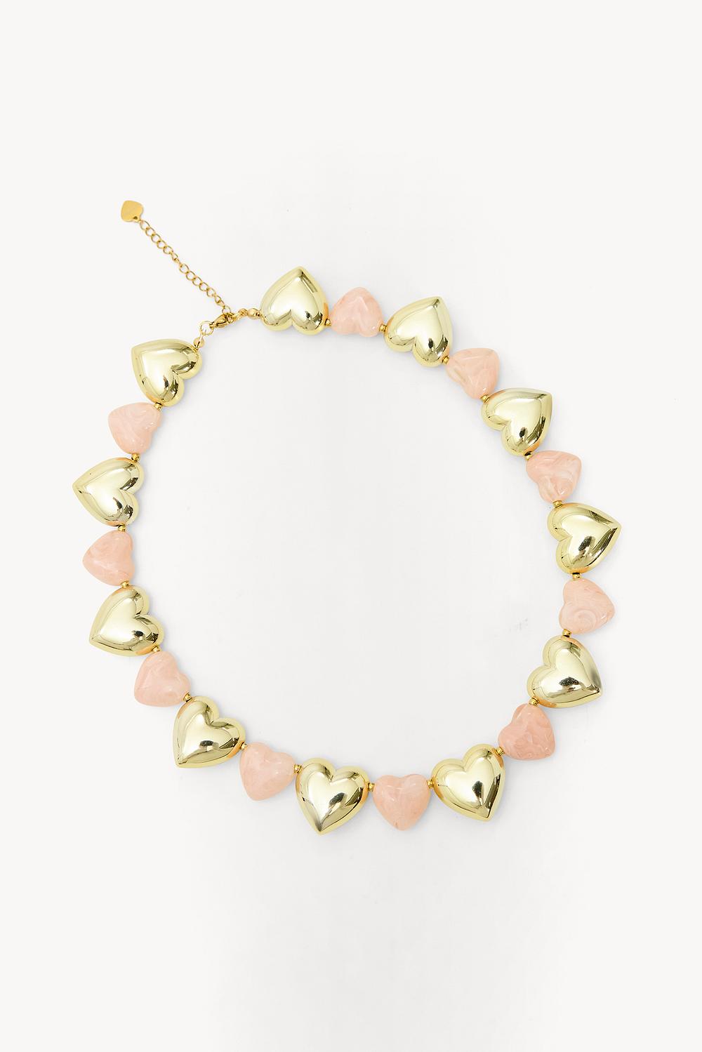 Gouden ketting met hartjes