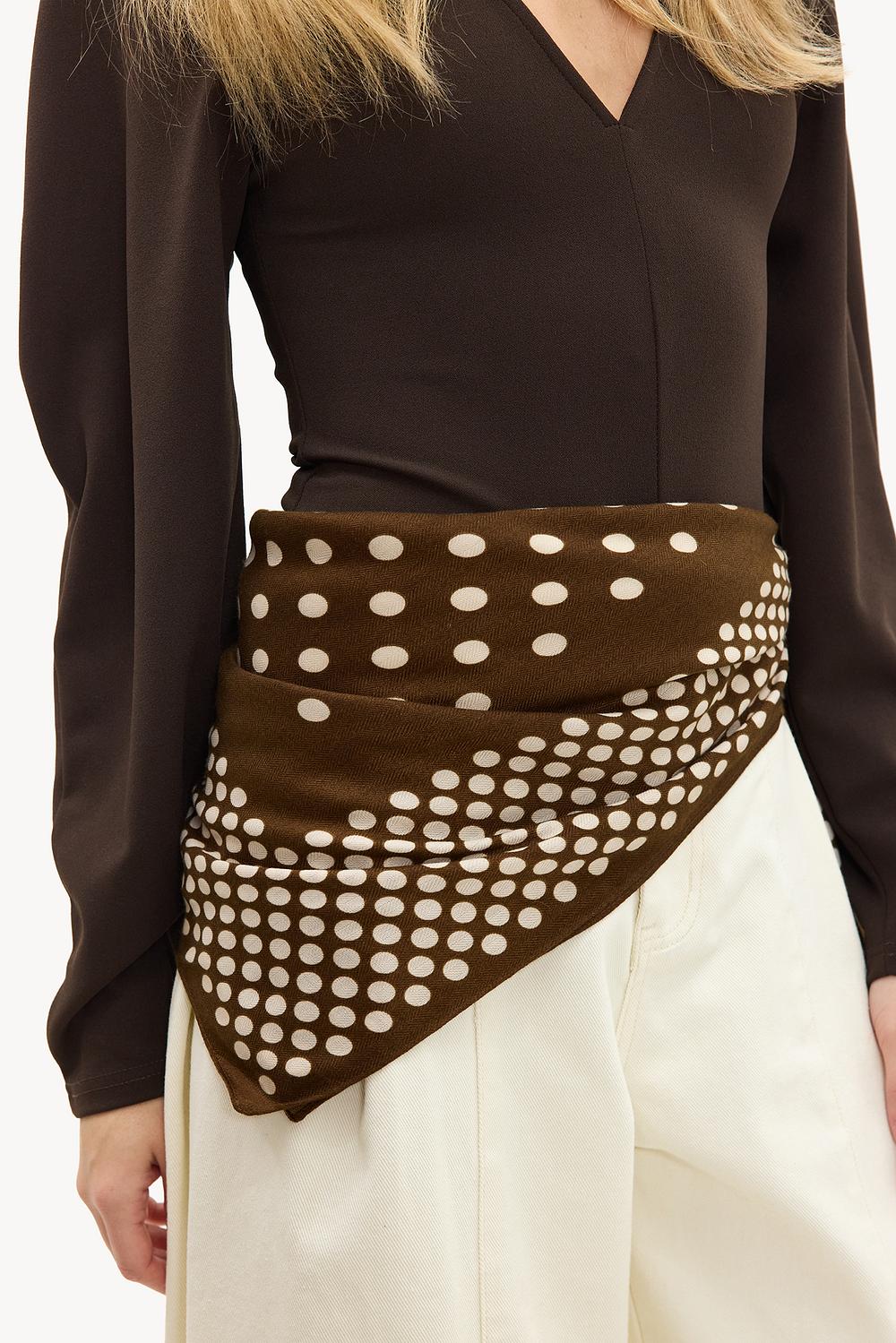 Écharpe marron à pois