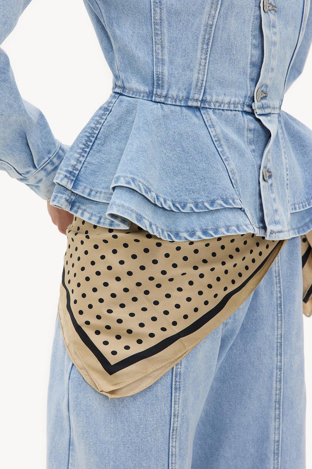 Sand-colored scarf with polka dots