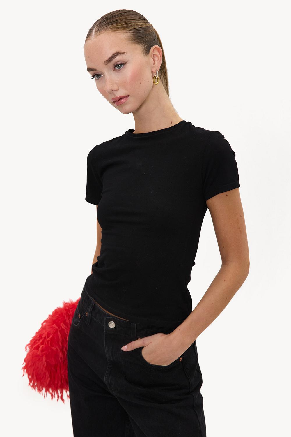 Black short-sleeve top