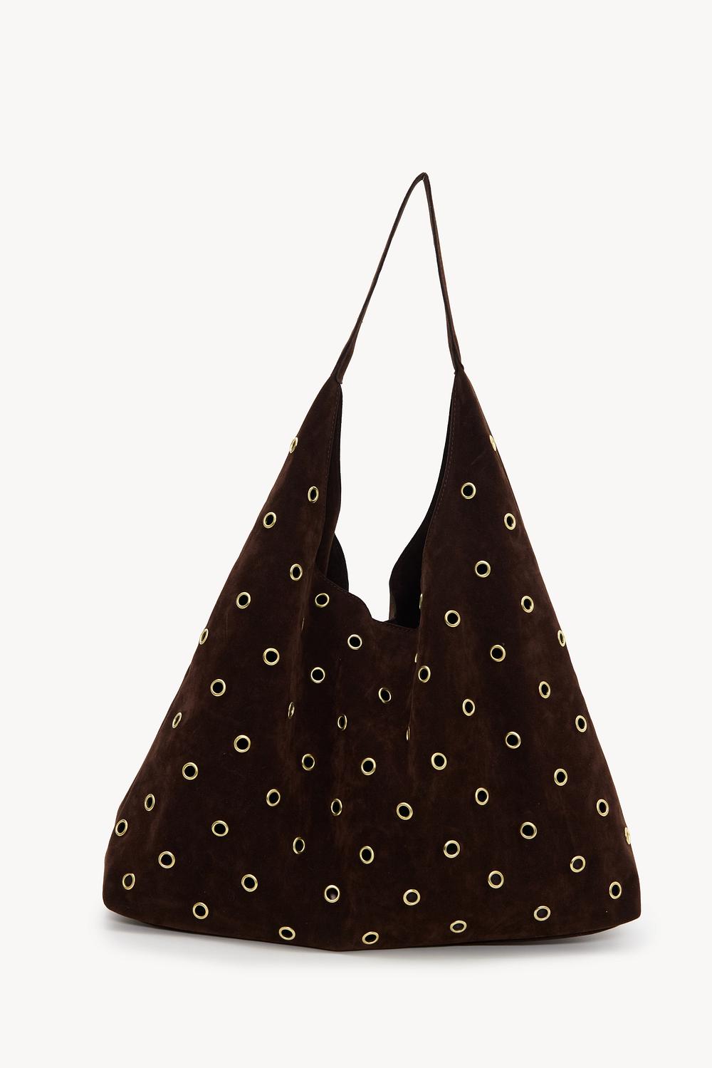 Dark brown bag with silver details