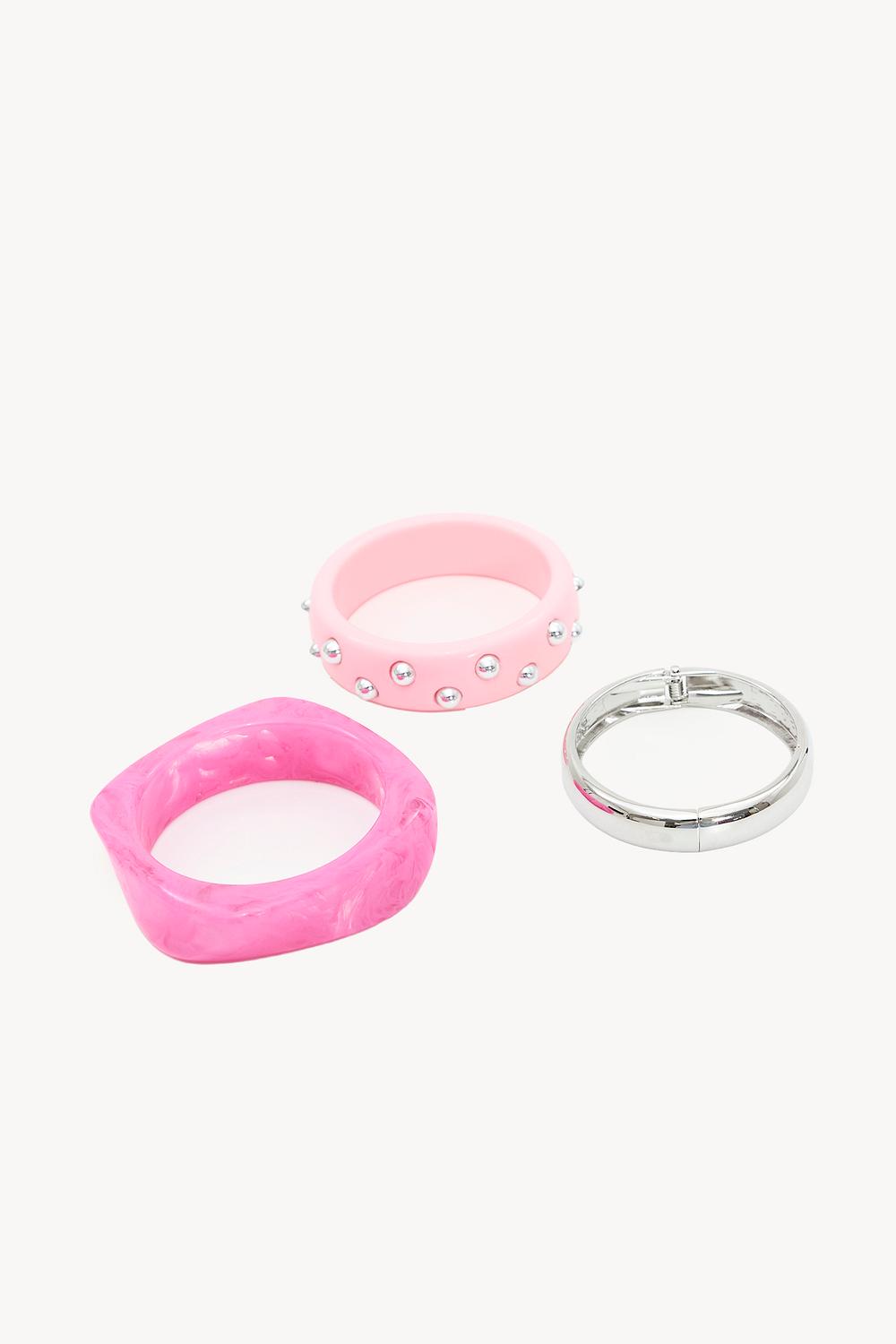 Silver and pink bracelets 3-pack