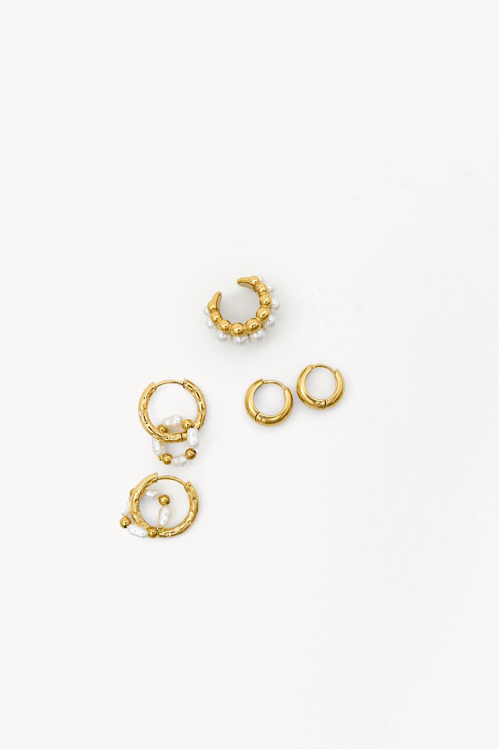 Lot de 3 boucles d'oreilles dorées