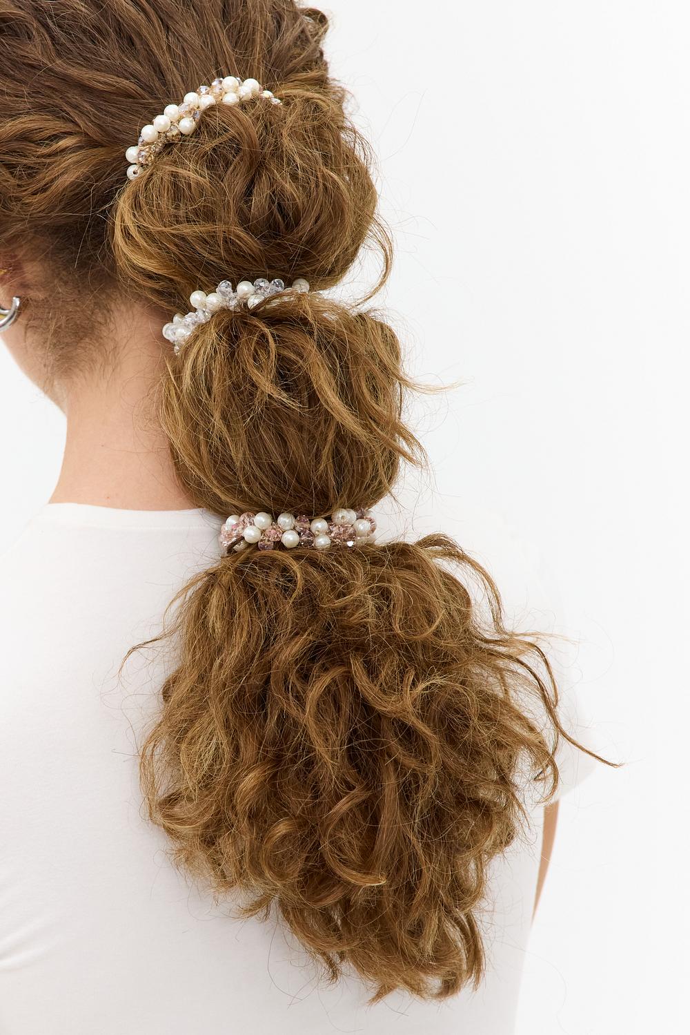 Haarelastiekjes met parels 3-pack