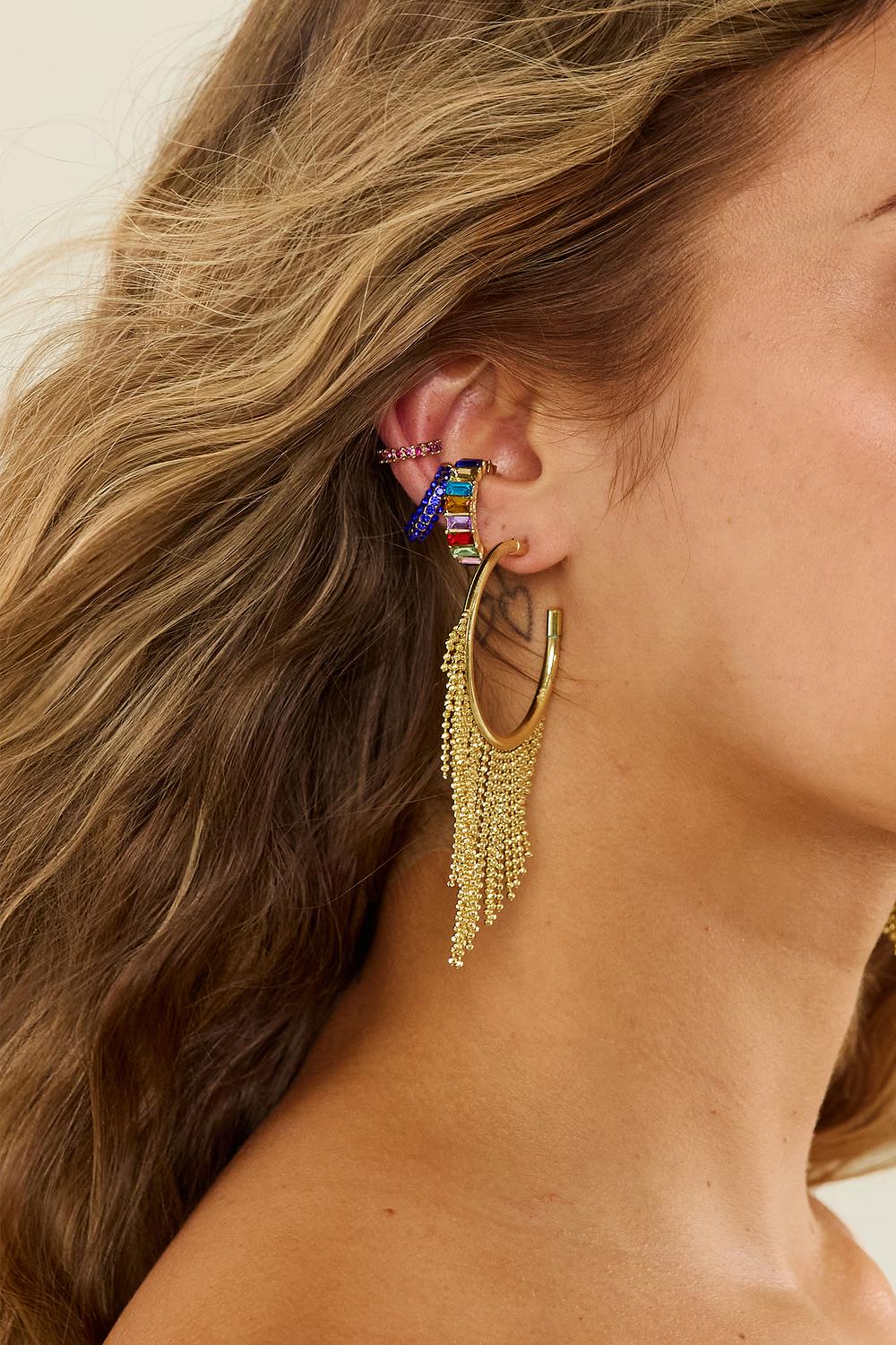 Boucles d'oreilles dorées avec strass colorés, lot de 3