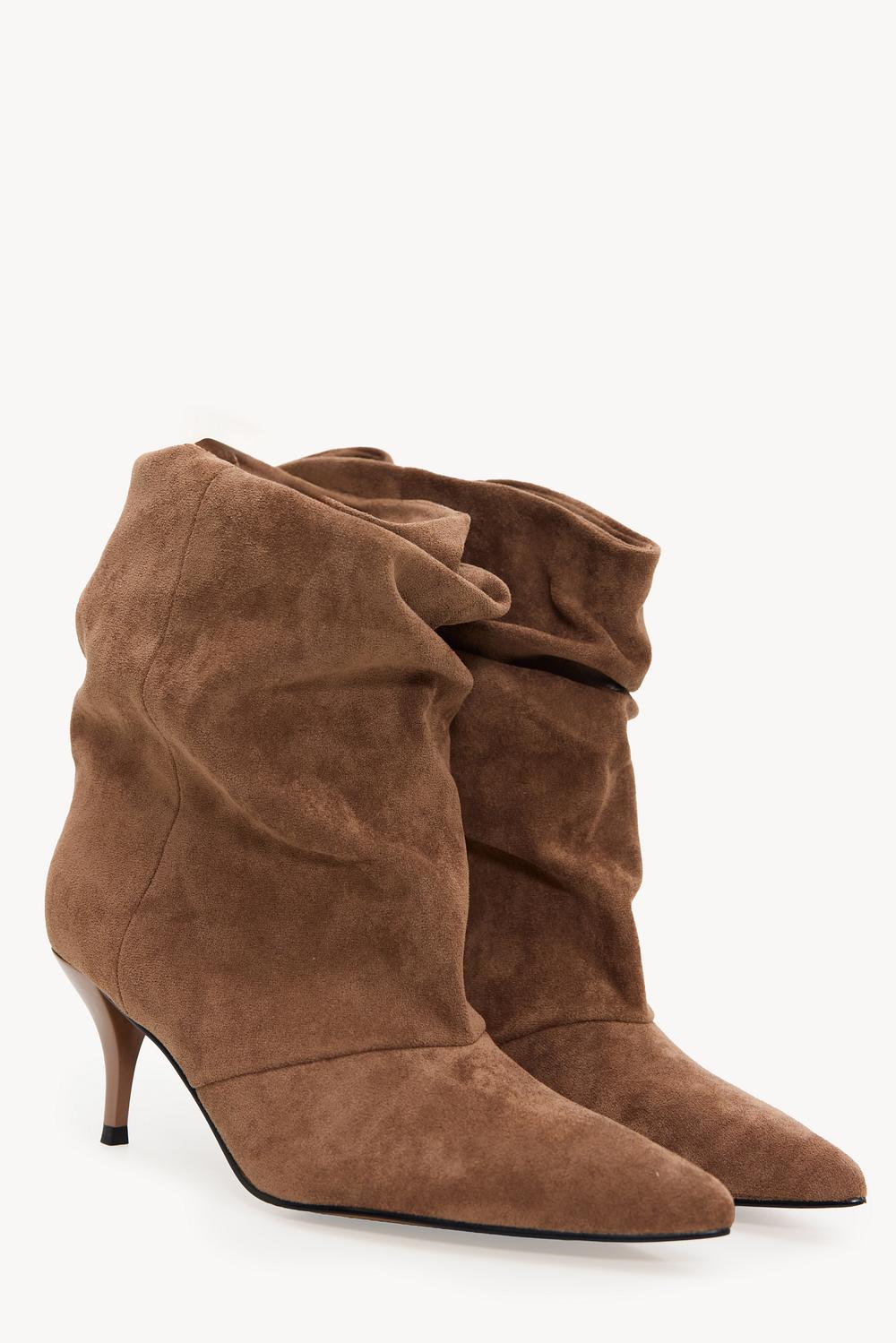 Camel suede-look heels