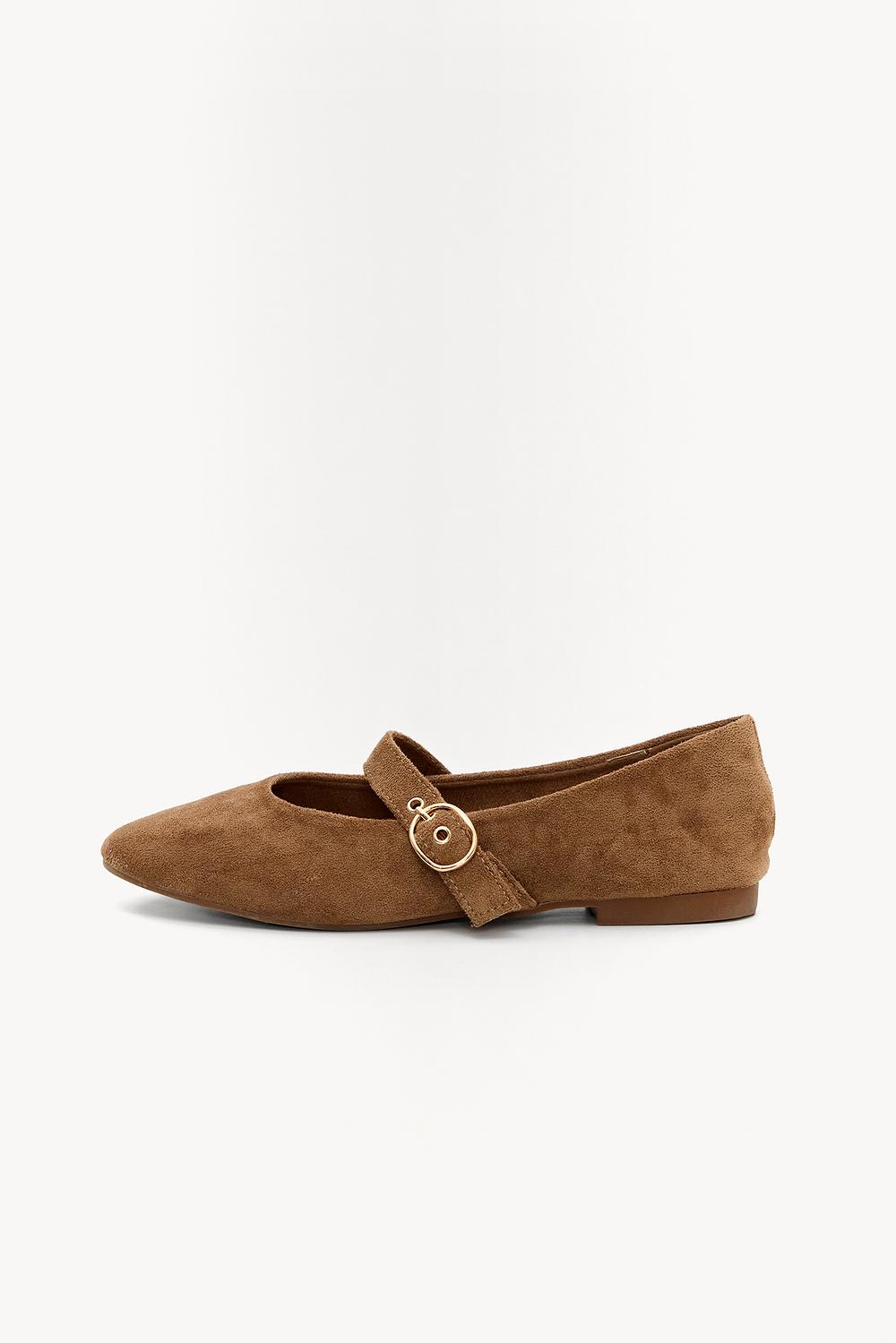 Brown suede-look ballerinas