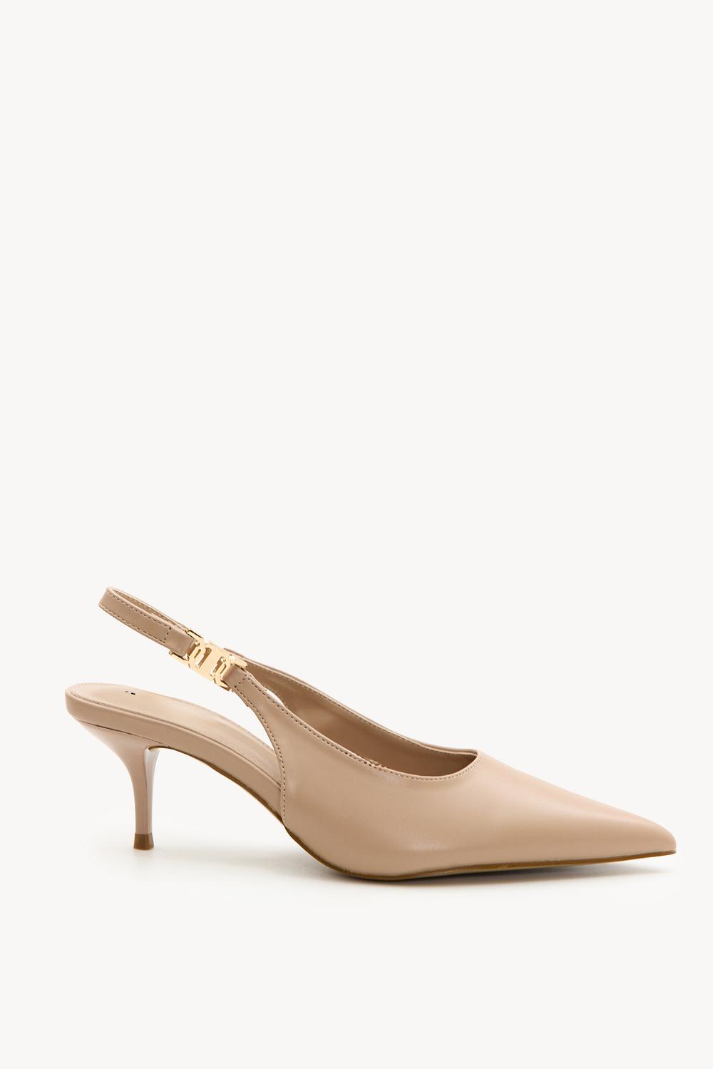 Beige slingback hakken