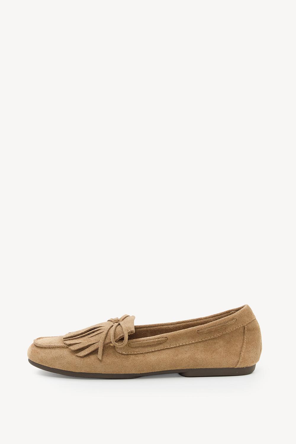 Light brown suede-look loafers