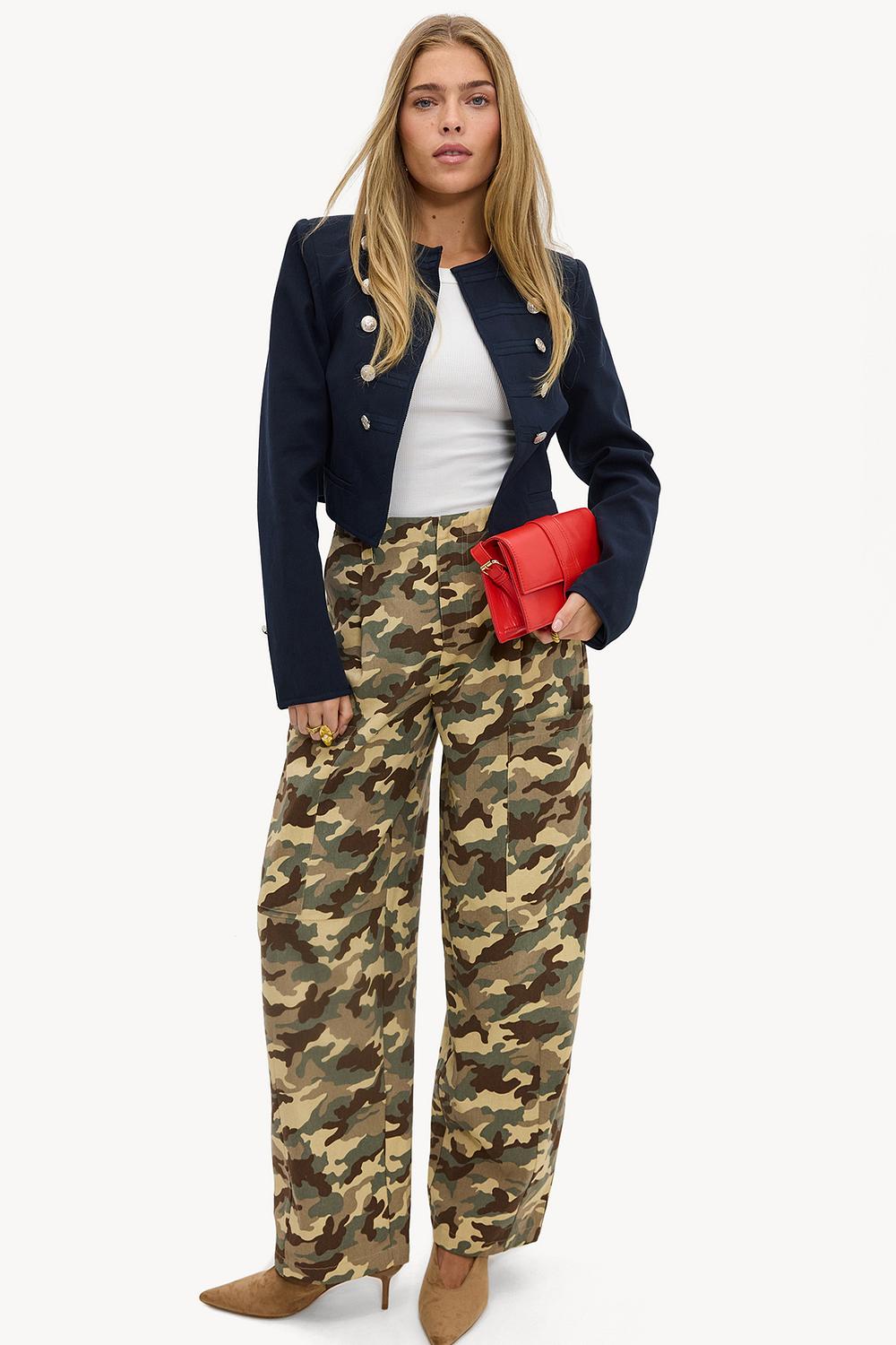 Khaki printed trousers