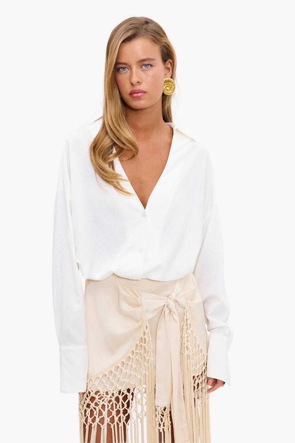 White V-neck blouse