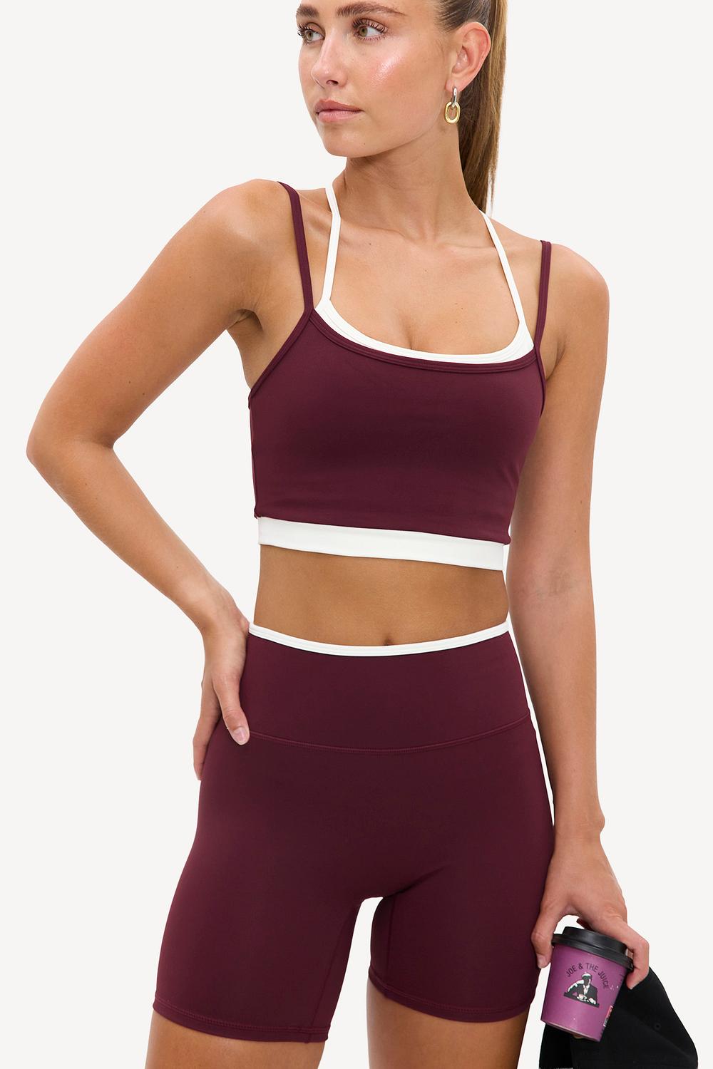 Burgundy shorts with white details