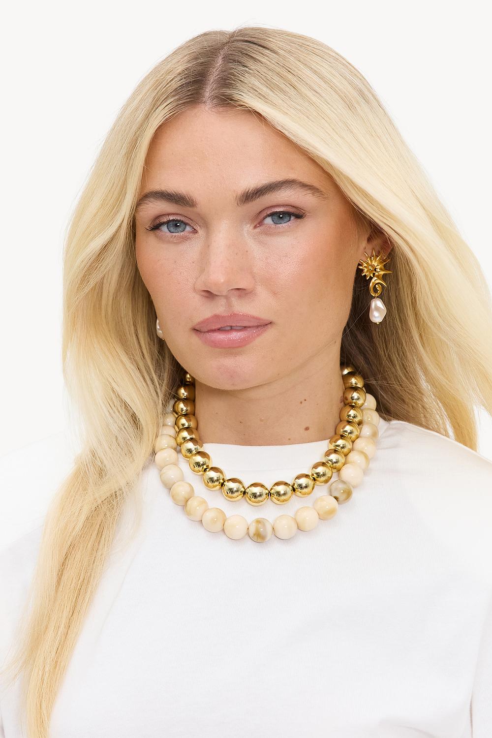Collar de cuentas doradas, pack de 2