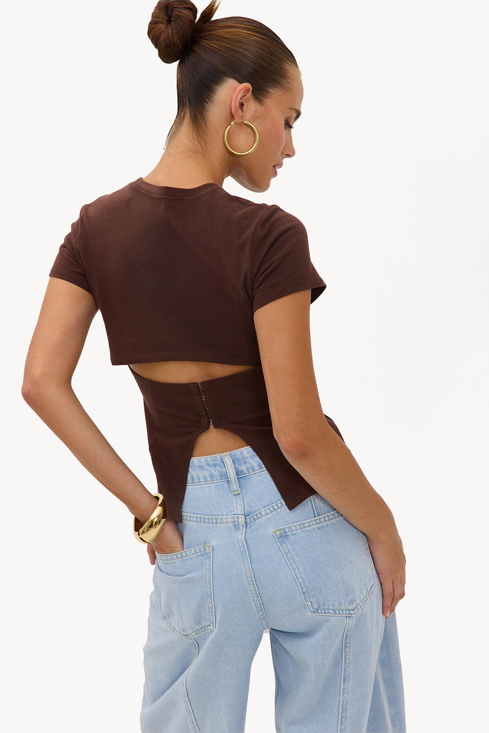 Brown open-back top
