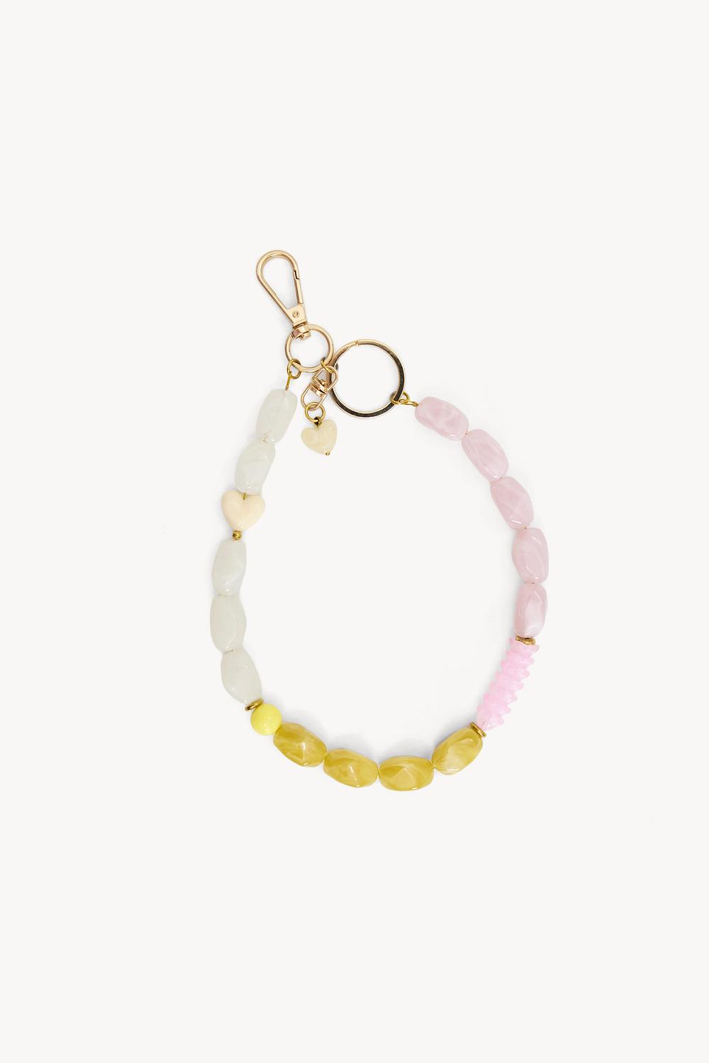Keyring with multicoloured stones