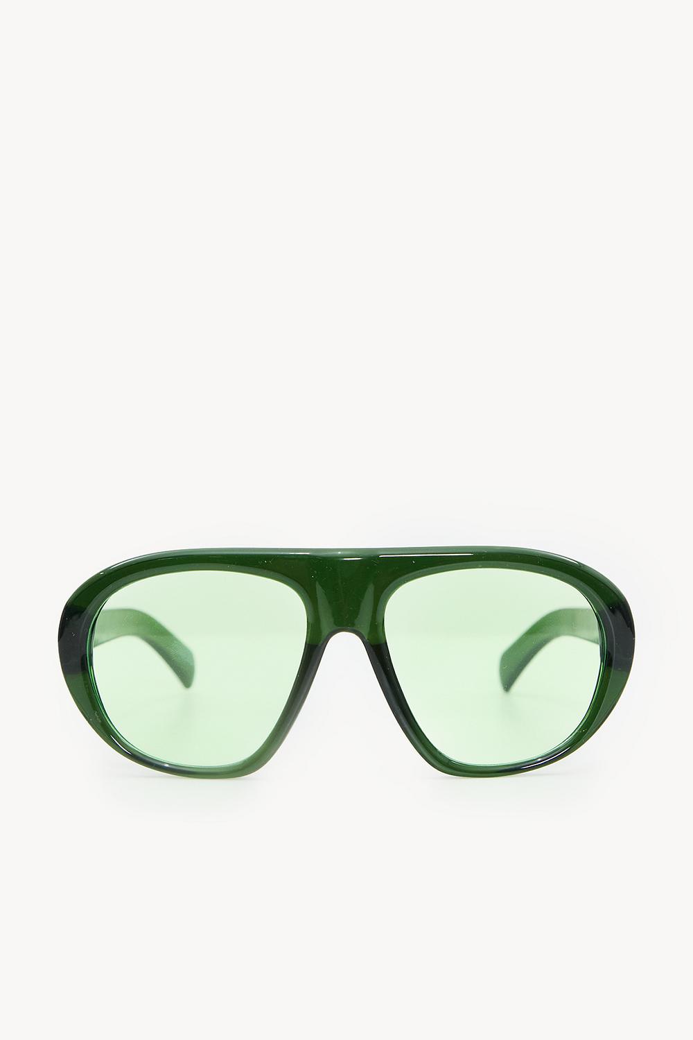 Dark green sunglasses with green lenses