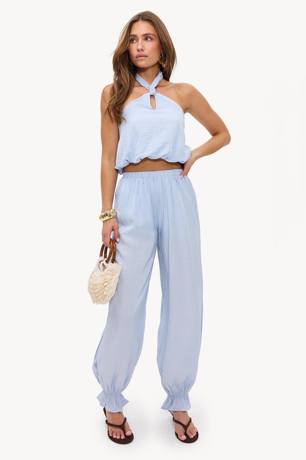 Pantalon bouffant bleu clair