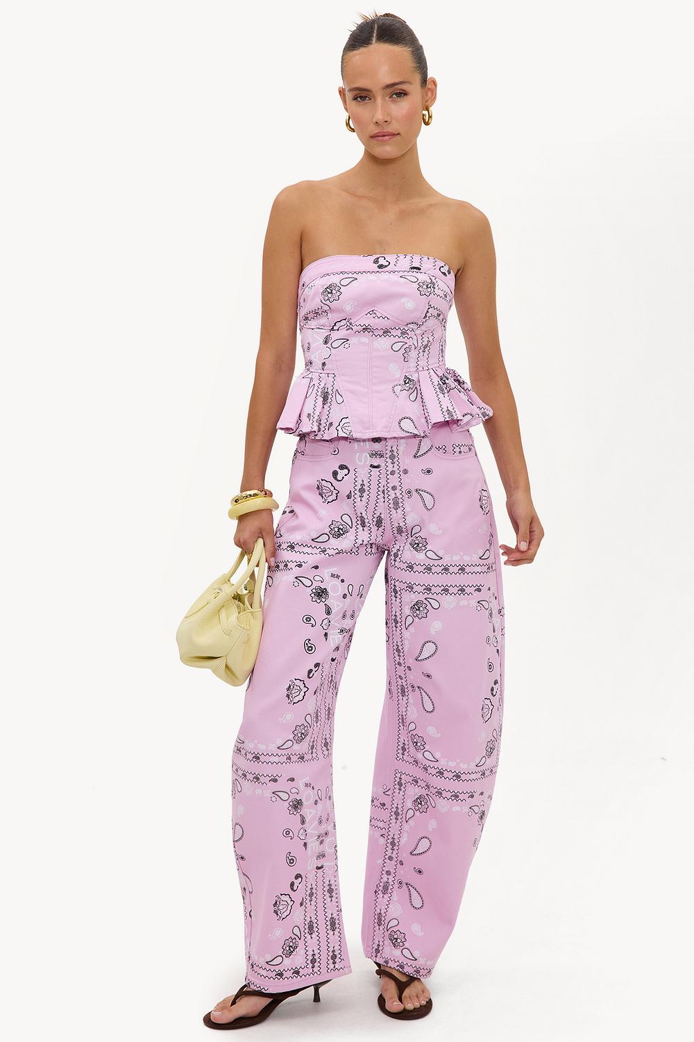 Roze broek met paisley print