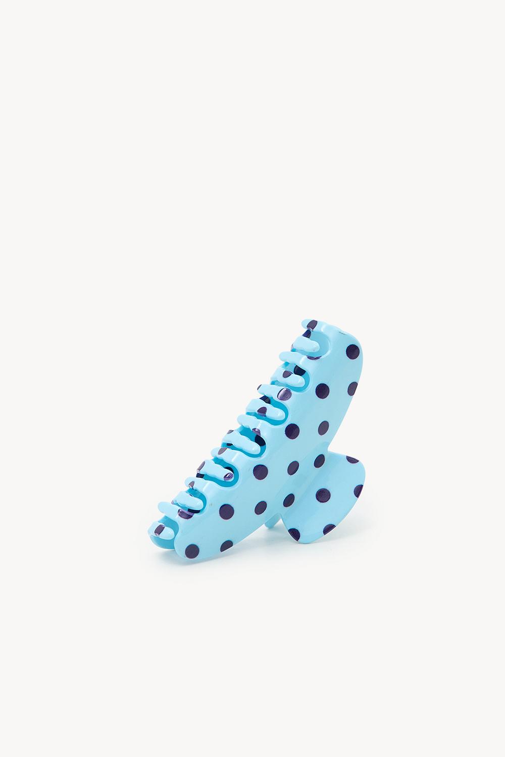 Barrette bleu clair à pois bleu foncé