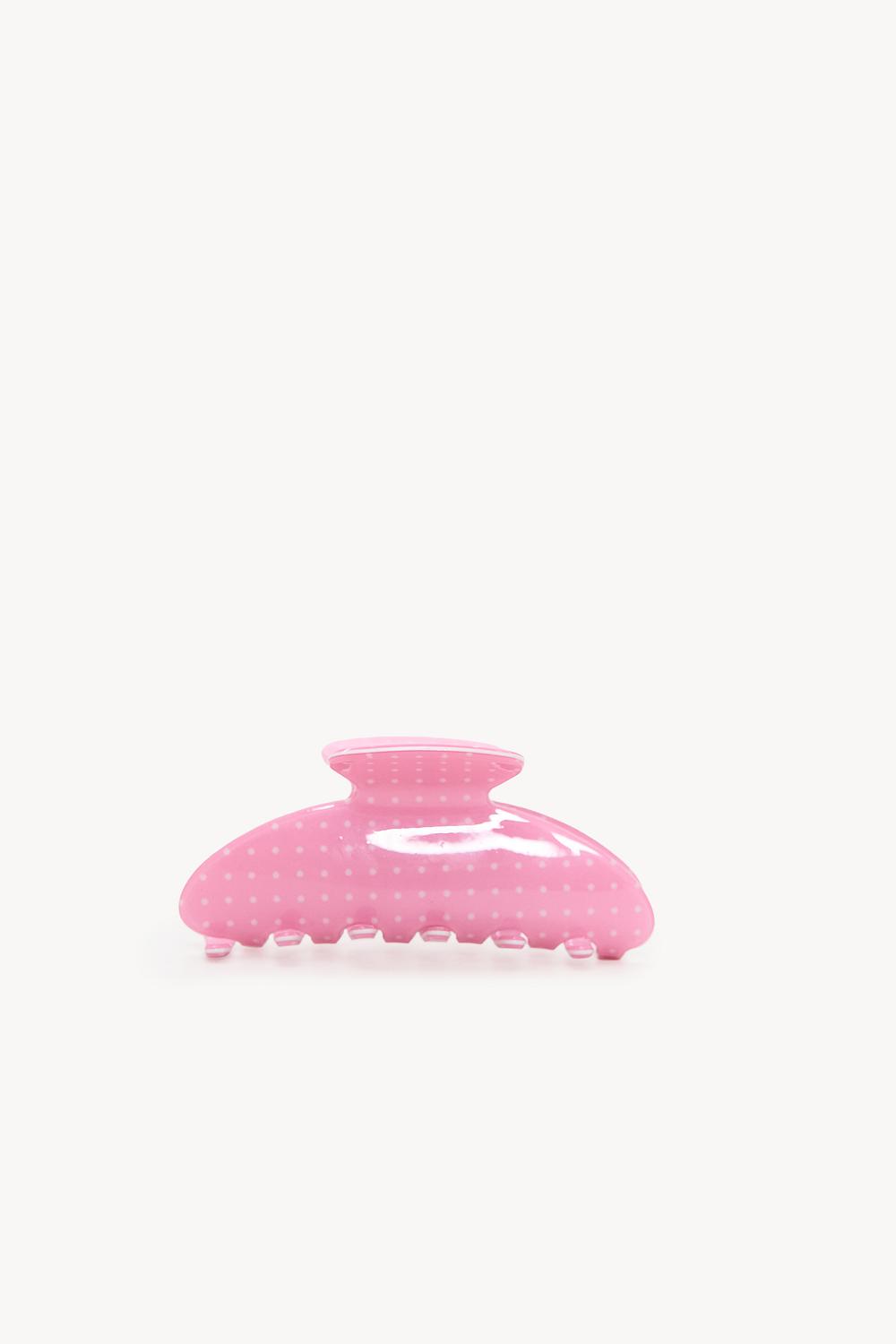 Barrette rose pâle à pois blancs