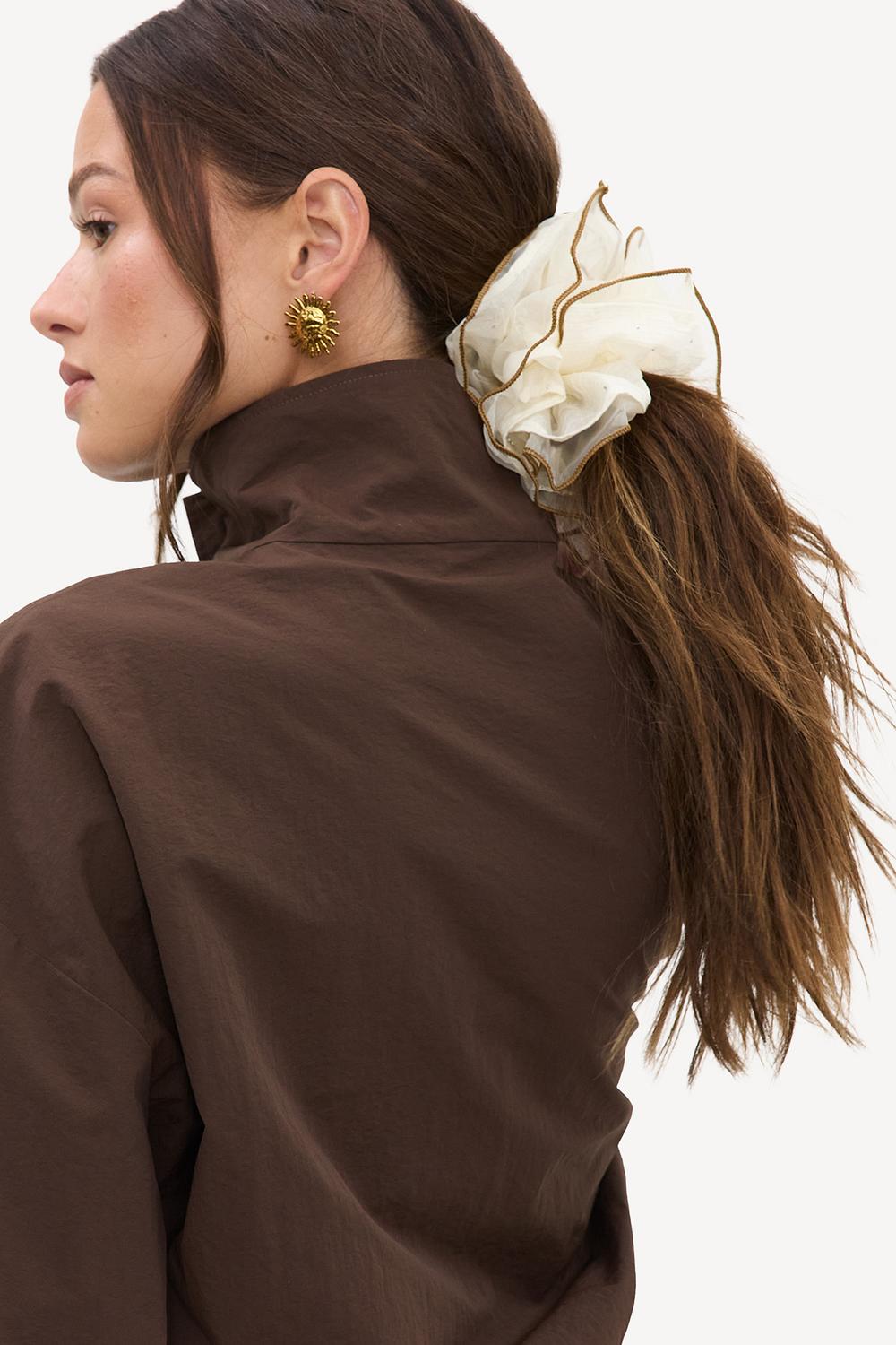 Beige scrunchie with rhinestones