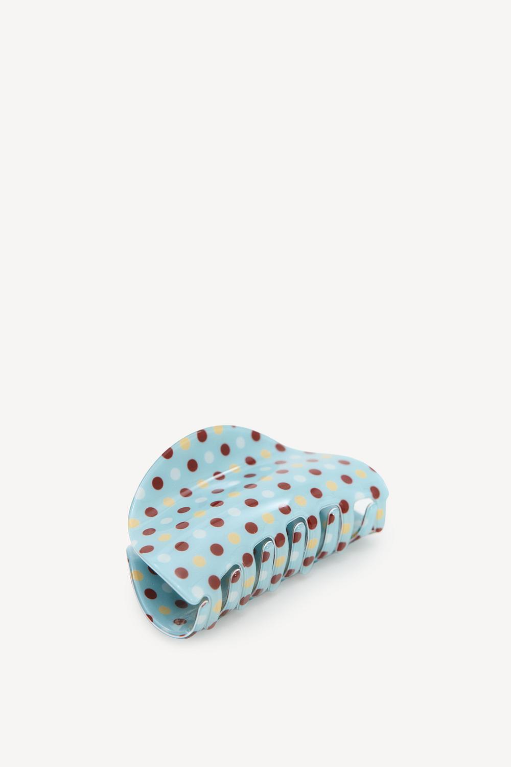 Blauwe haarclip met polkadots