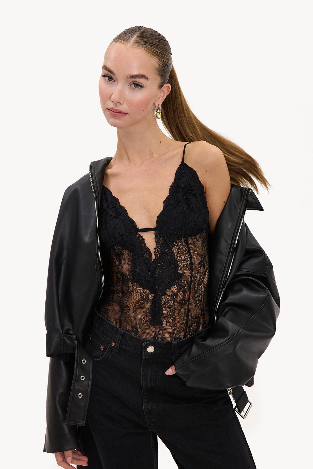 Black lace bodysuit