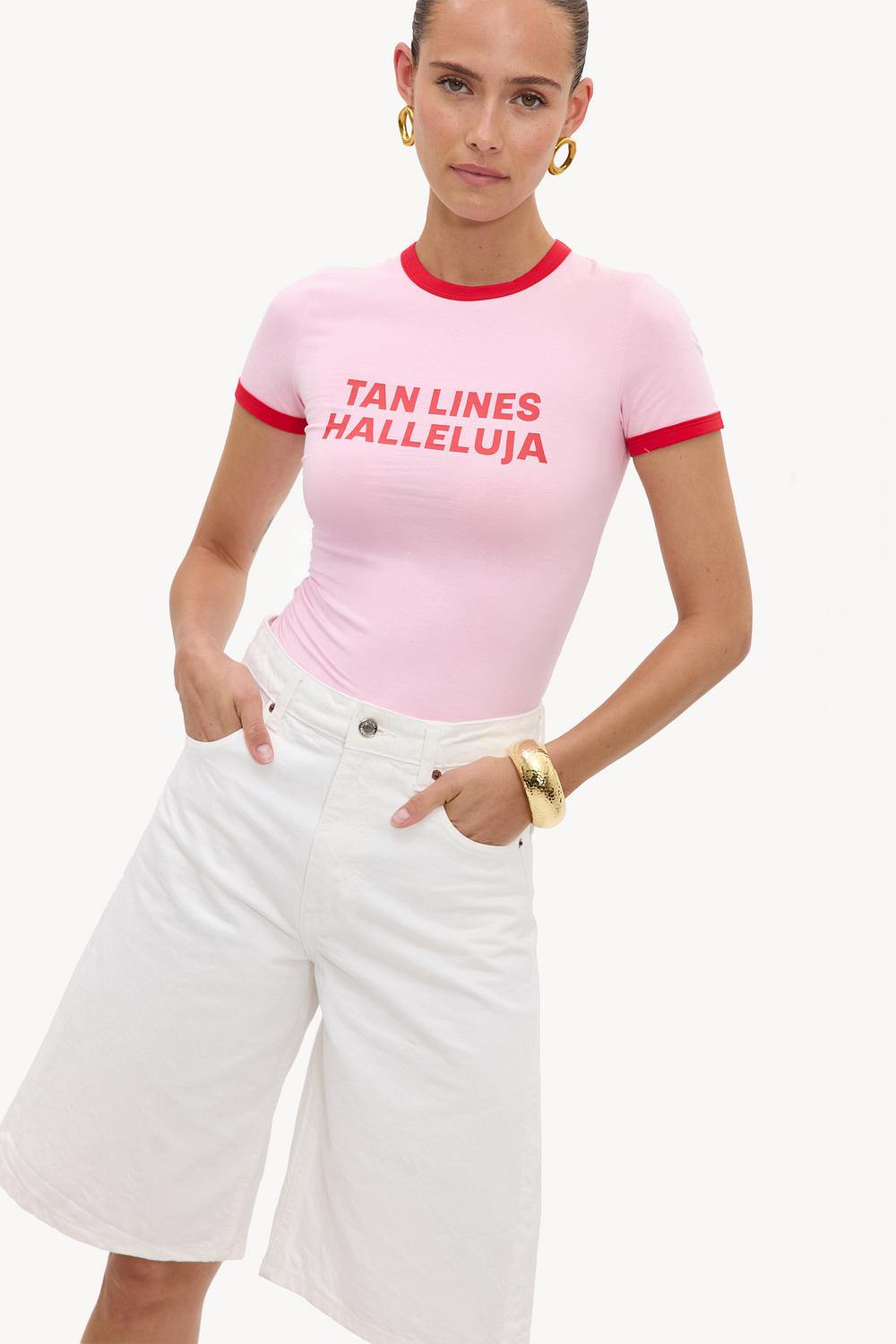 Pink short-sleeved shirt with red details