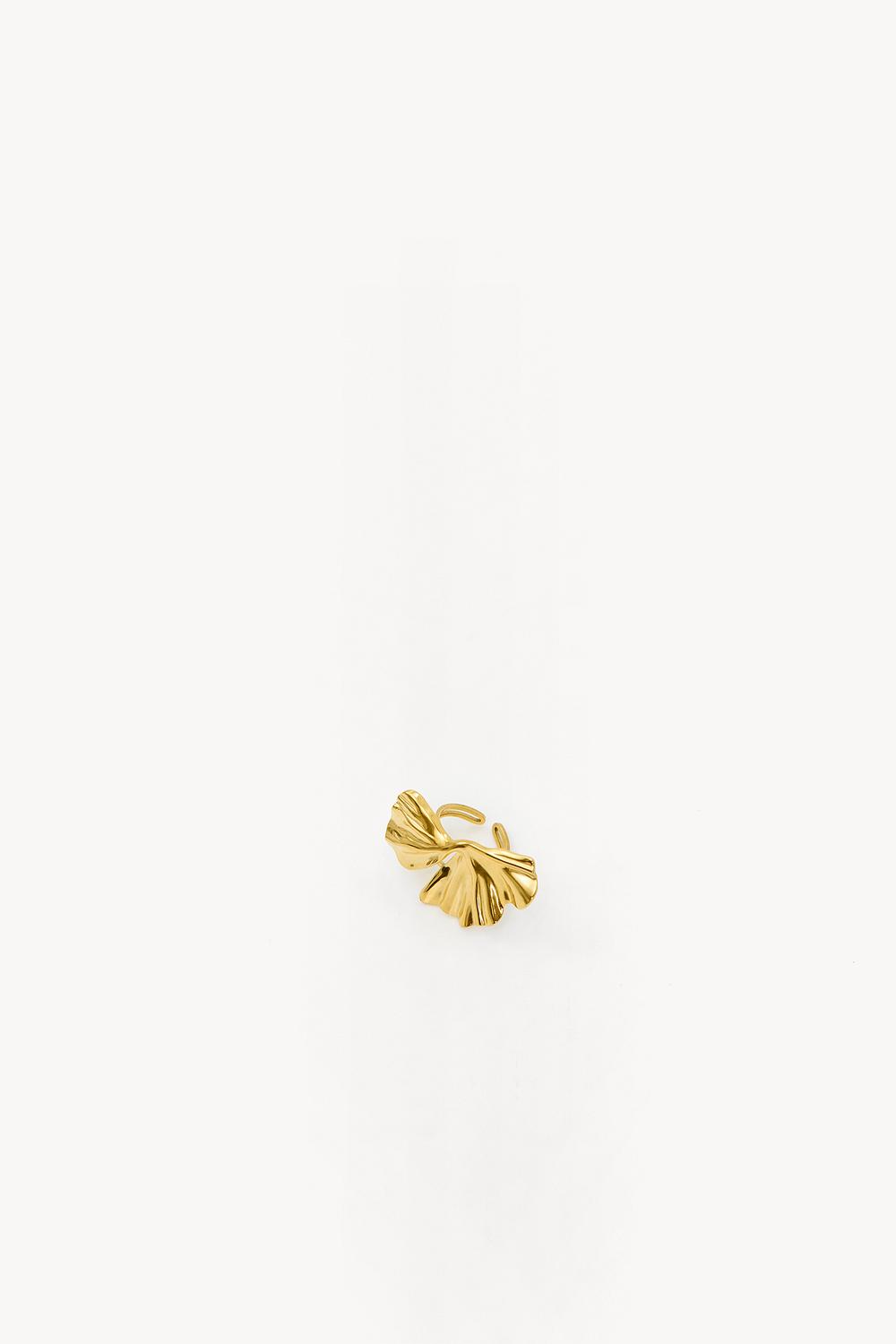 Bague statement dorée ajustable avec fleur
